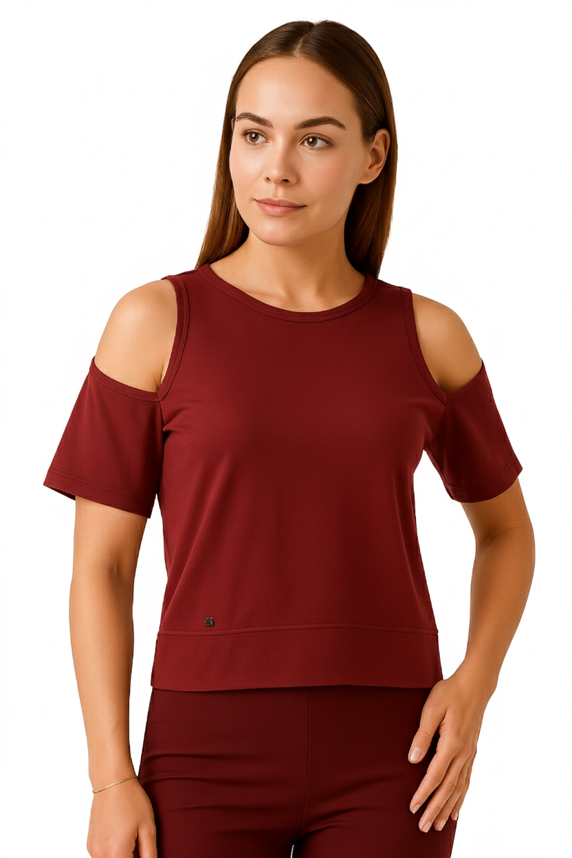 BLUBluzBLU Omuz Dekolte Kısa Bluz