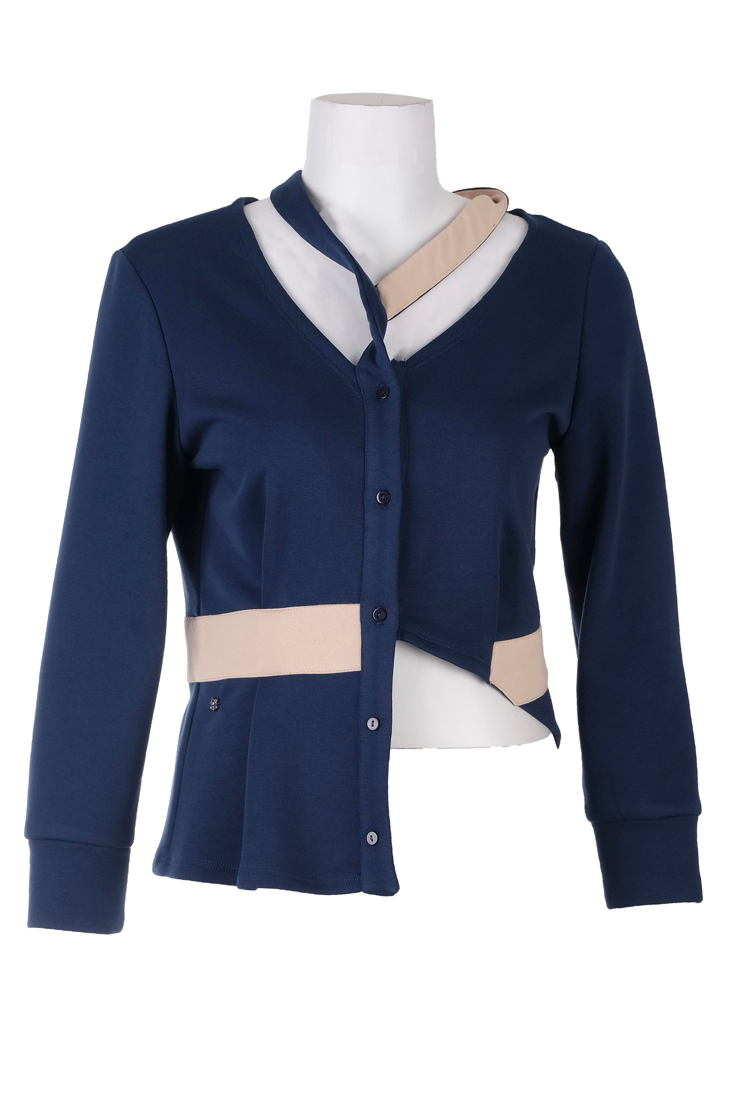 BLUCeket / MontBLU Asimetrik V Yaka Boyun V Aksesuar Ceket