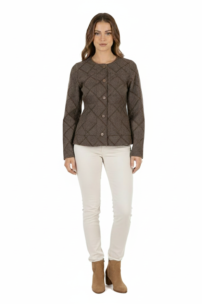 BLUCeket / MontBLU Sıfır Yaka Biyeli Cepli Ceket