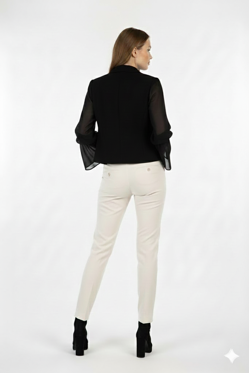 BLUCeket / MontBLU Sıfır Yaka Şifon Kol Ceket