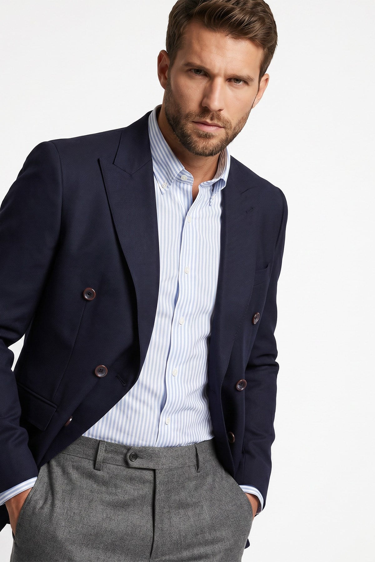 BLUCeketBLU Slim Fit Kruvaze Ceket