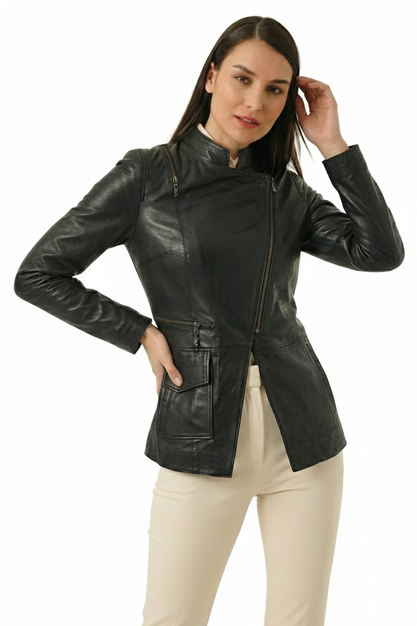 BLUDeri GiyimBLU Deri Omuz Fermuar Dekolte Ceket