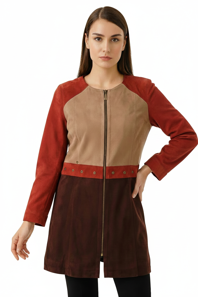 BLUDeri GiyimBLU Parçalı Uzun Ceket