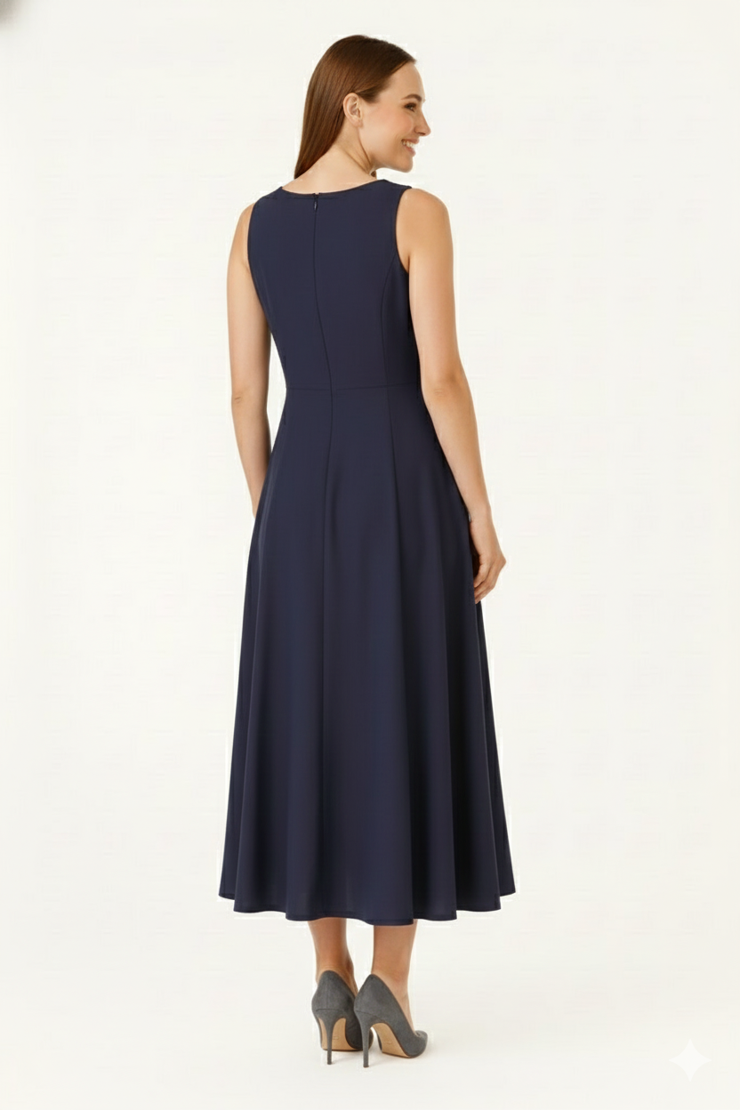 BLUElbiseBLU Açık Sıfır Yaka Kolsuz Elbise