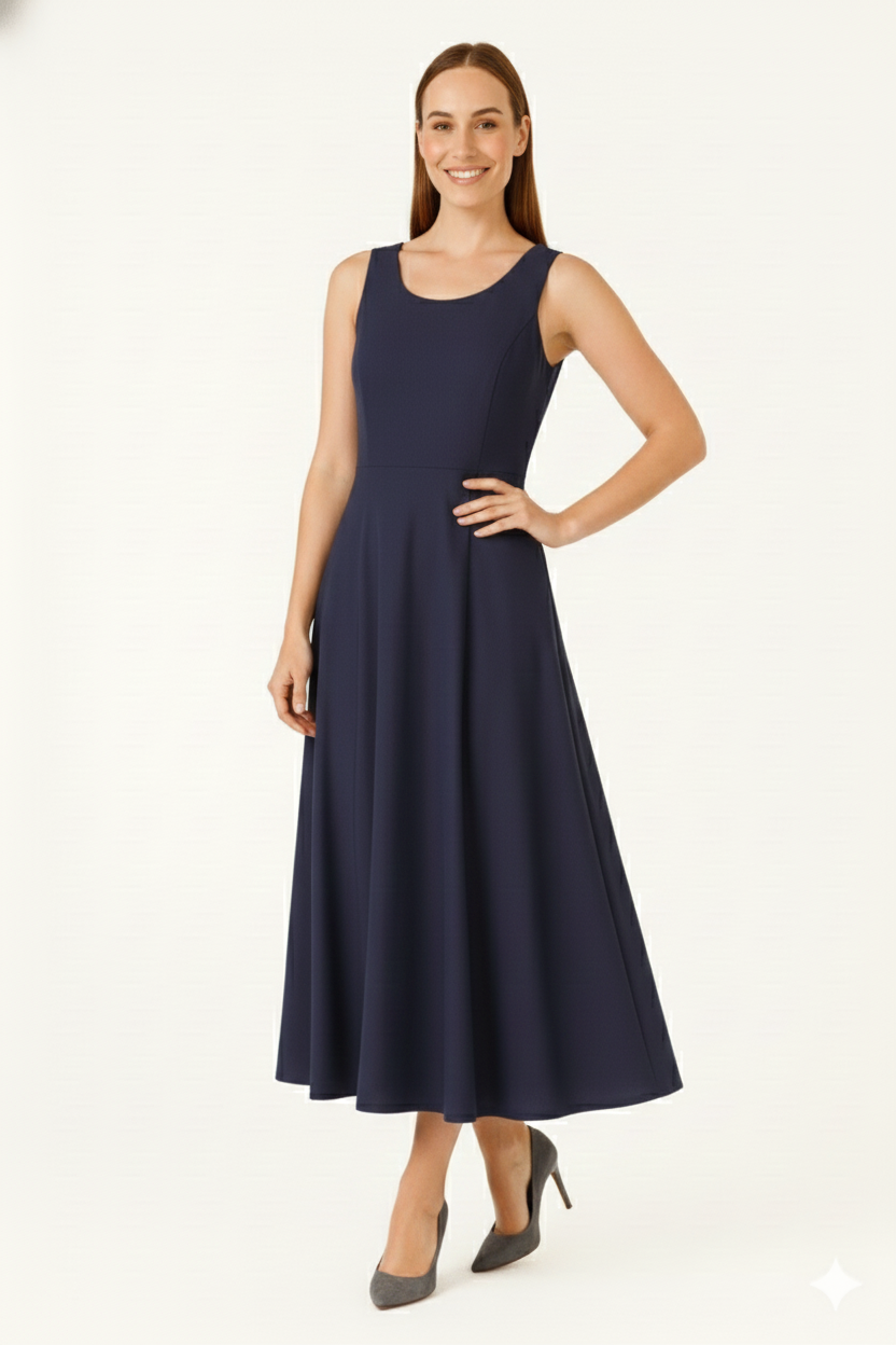 BLUElbiseBLU Açık Sıfır Yaka Kolsuz Elbise