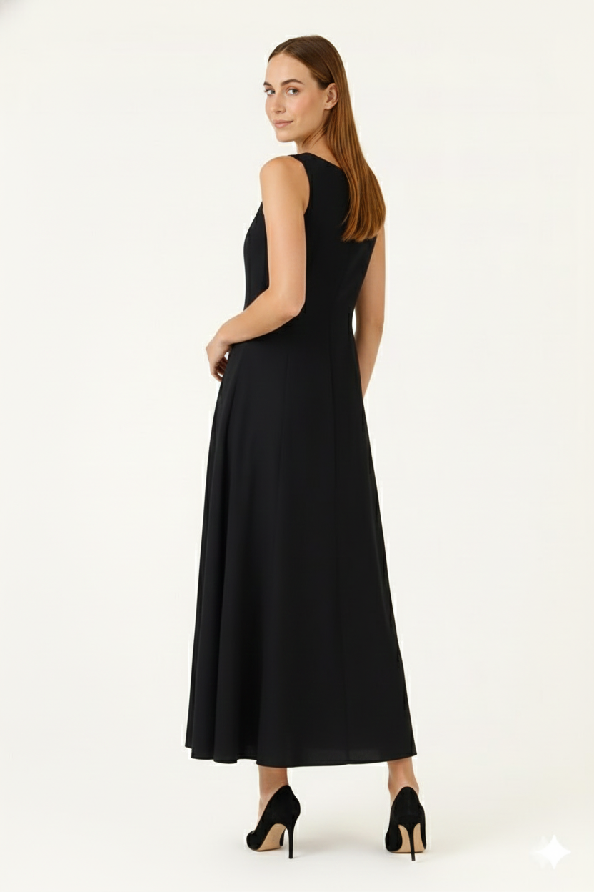 BLUElbiseBLU Açık Sıfır Yaka Kolsuz Elbise