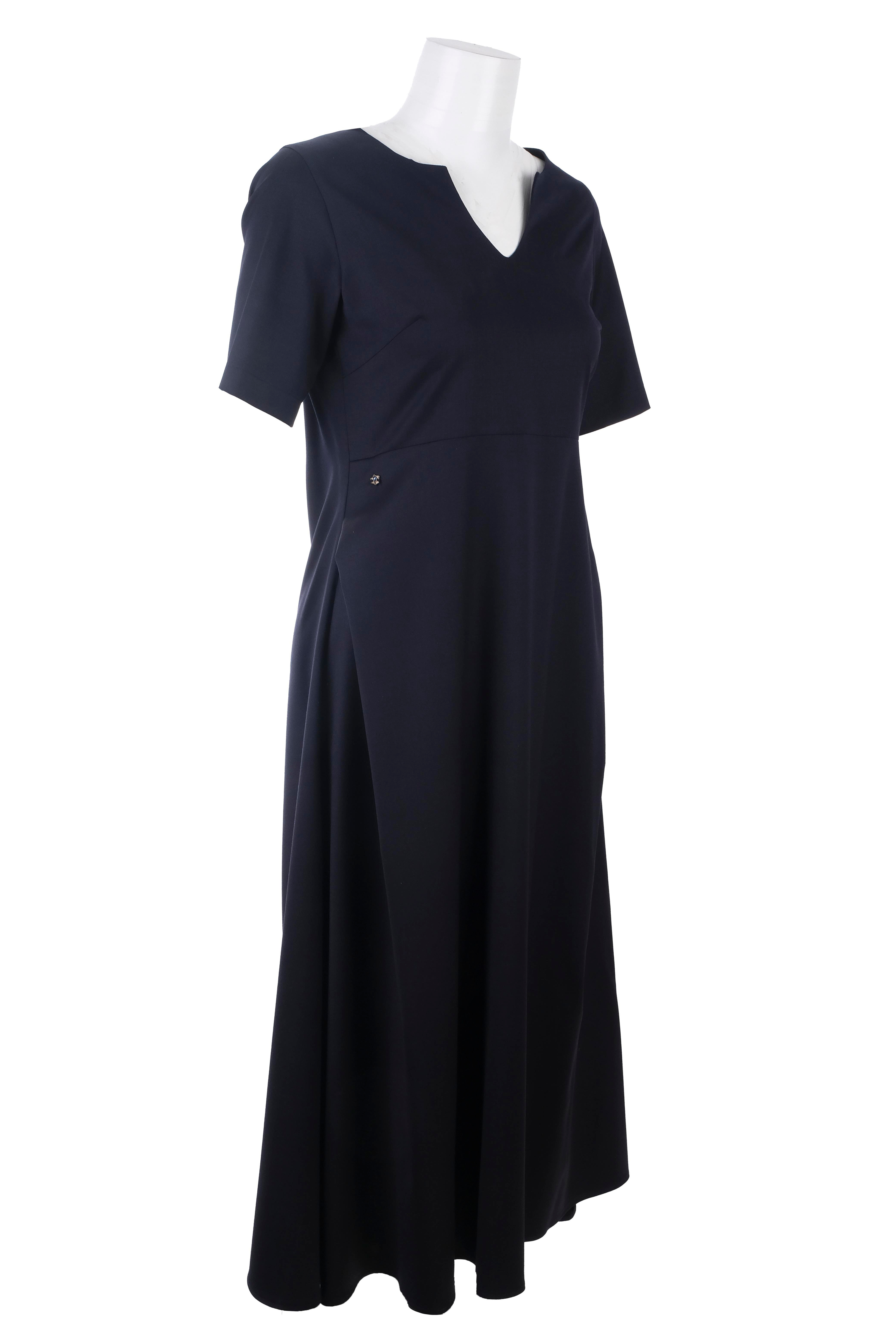 BLUElbiseBLU Kısa Kol V Yaka Yan Cepli ve Pileli Elbise