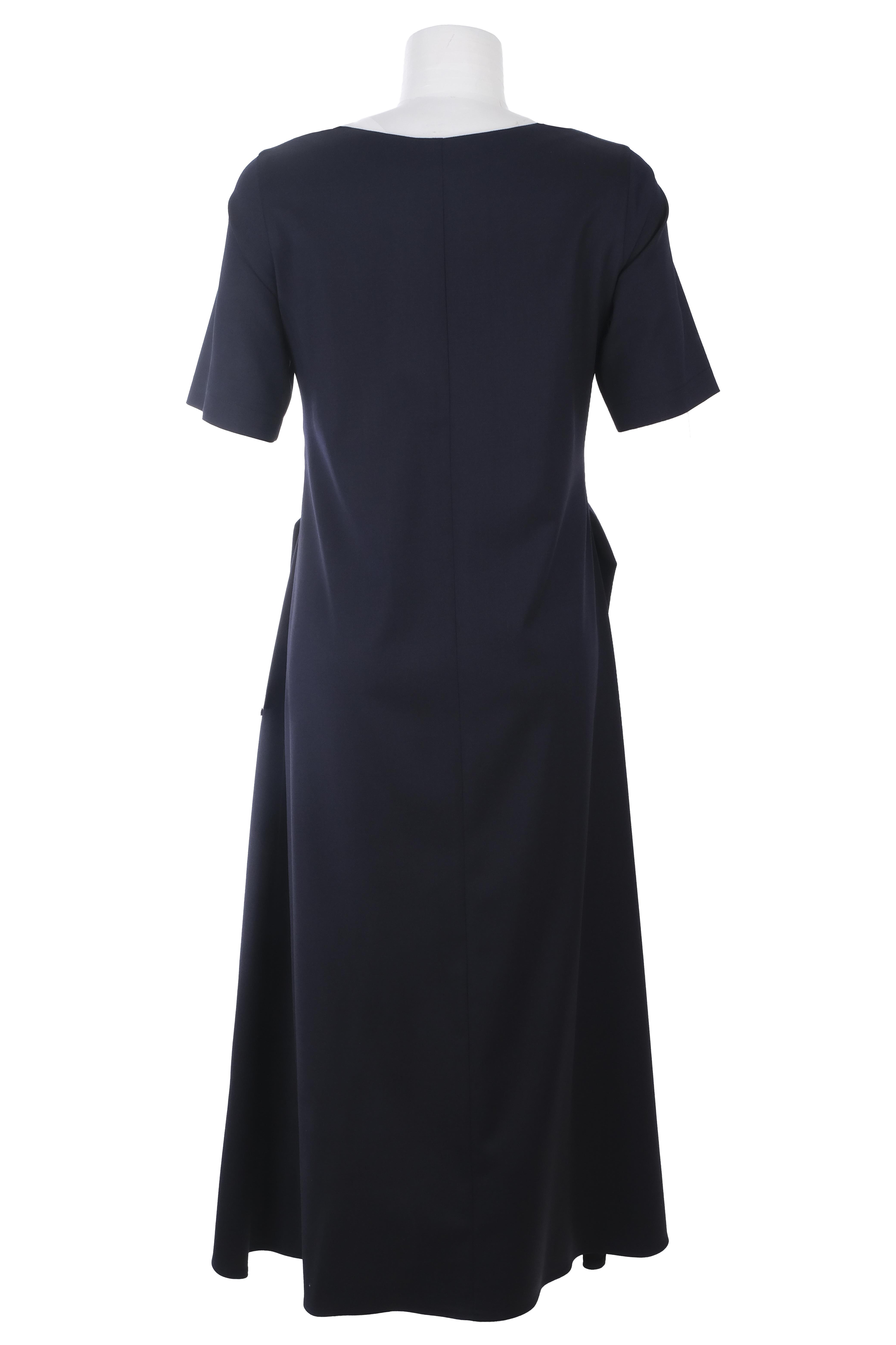 BLUElbiseBLU Kısa Kol V Yaka Yan Cepli ve Pileli Elbise