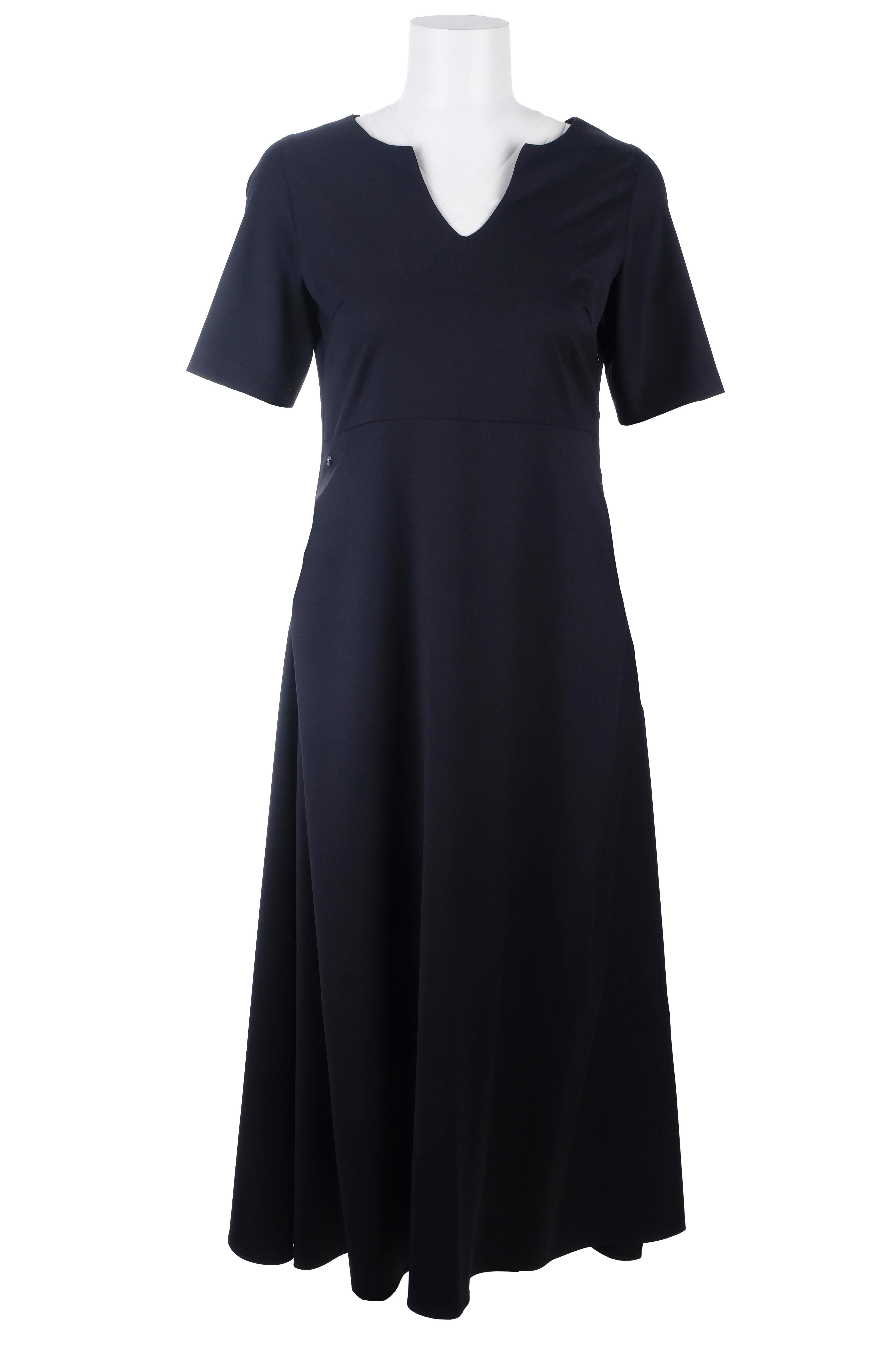 BLUElbiseBLU Kısa Kol V Yaka Yan Cepli ve Pileli Elbise