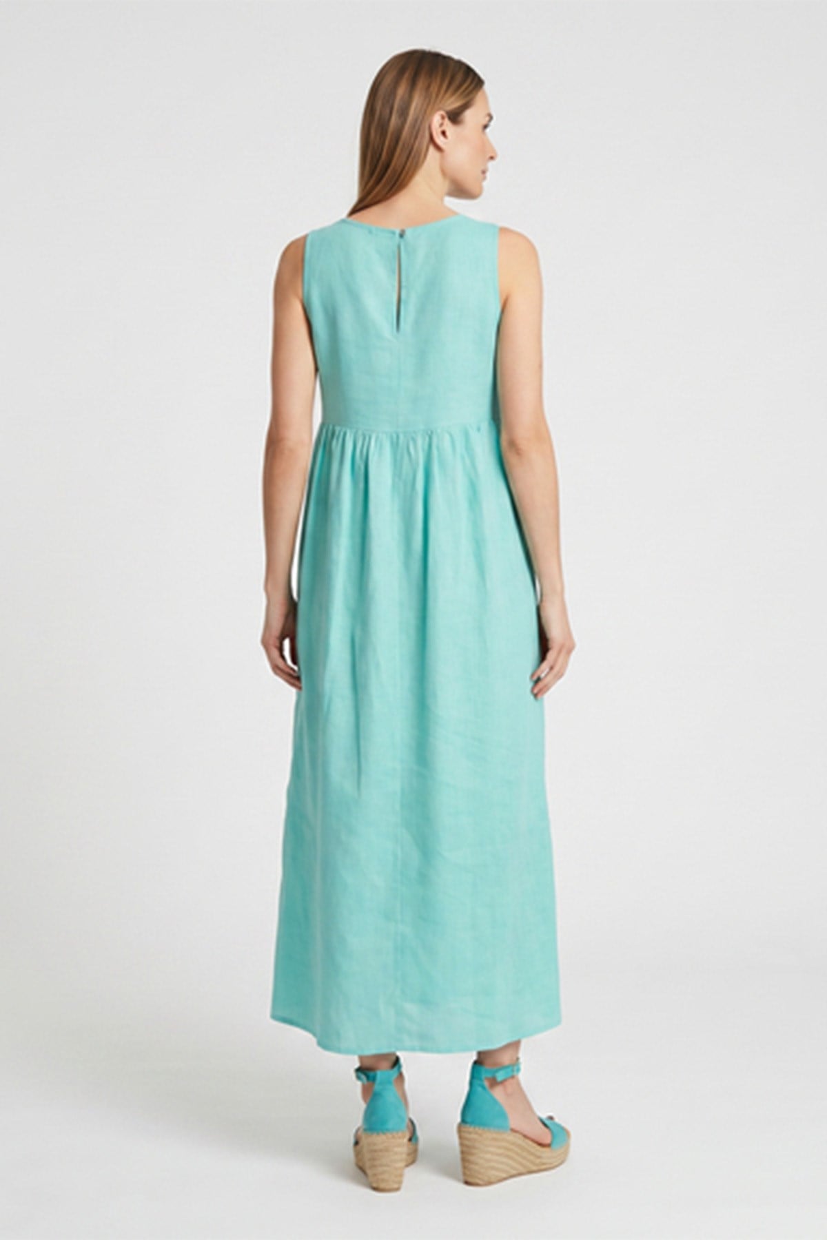 BLUElbiseBLU Kolsuz Büzgülü Bol Elbise