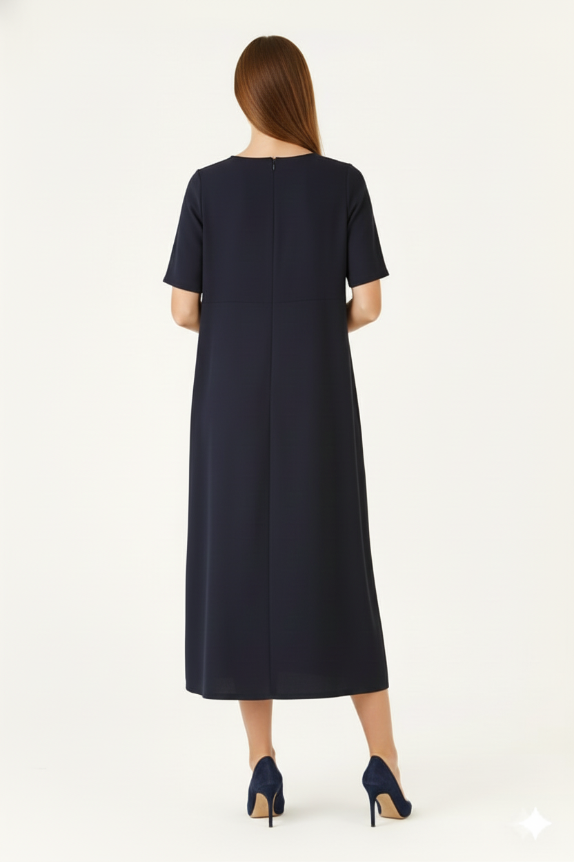 BLUElbiseBLU Sıfır Yaka Kısa Kol Elbise