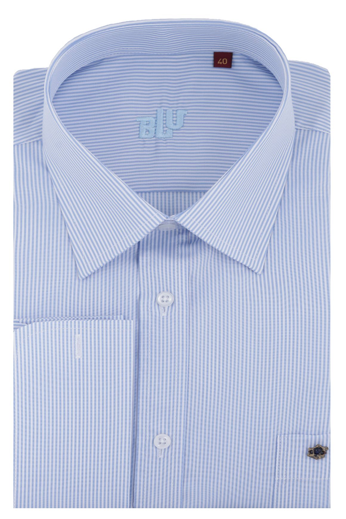 BLUGömlekBLU Kravat Yaka Manşet Kol Gömlek