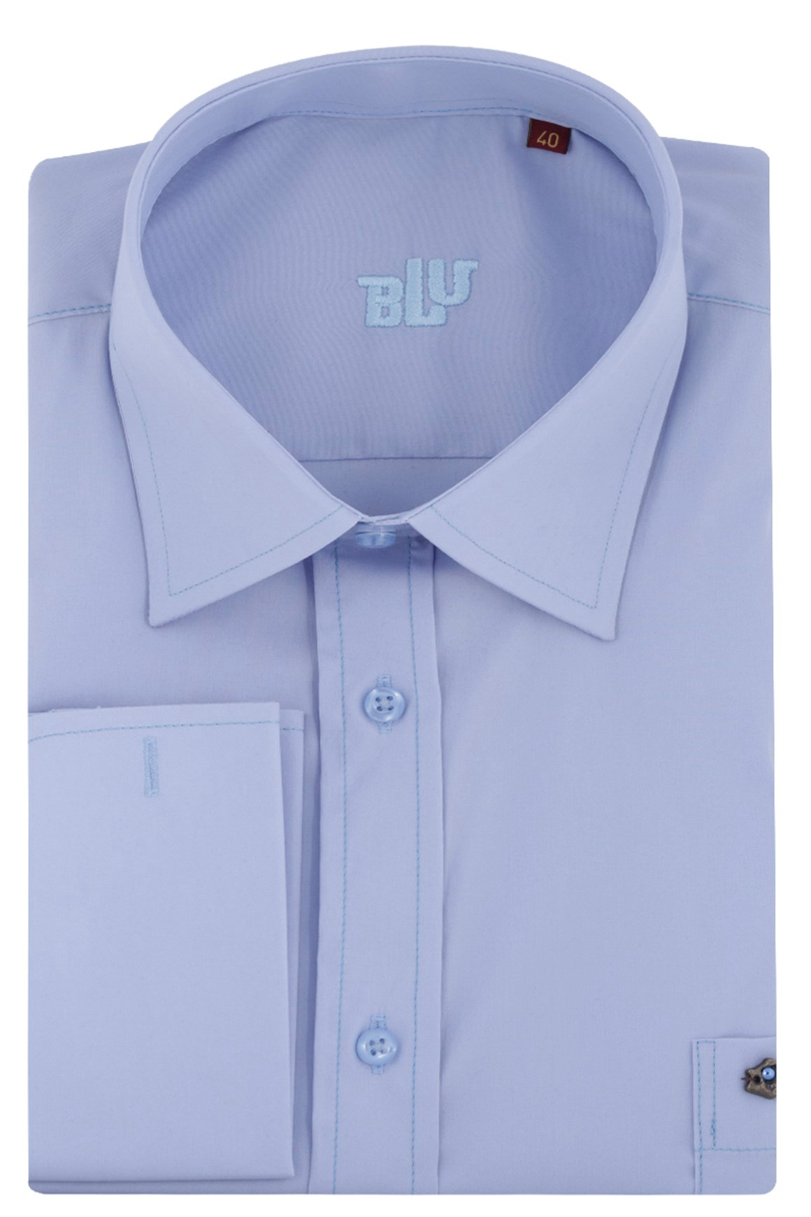 BLUGömlekBLU Kravat Yaka Manşet Kol Gömlek