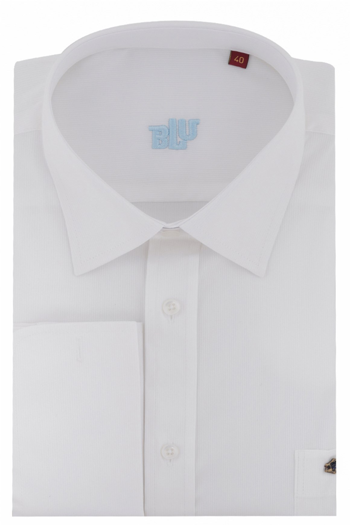 BLUGömlekBLU Kravat Yaka Manşet Kol Klasik Gömlek