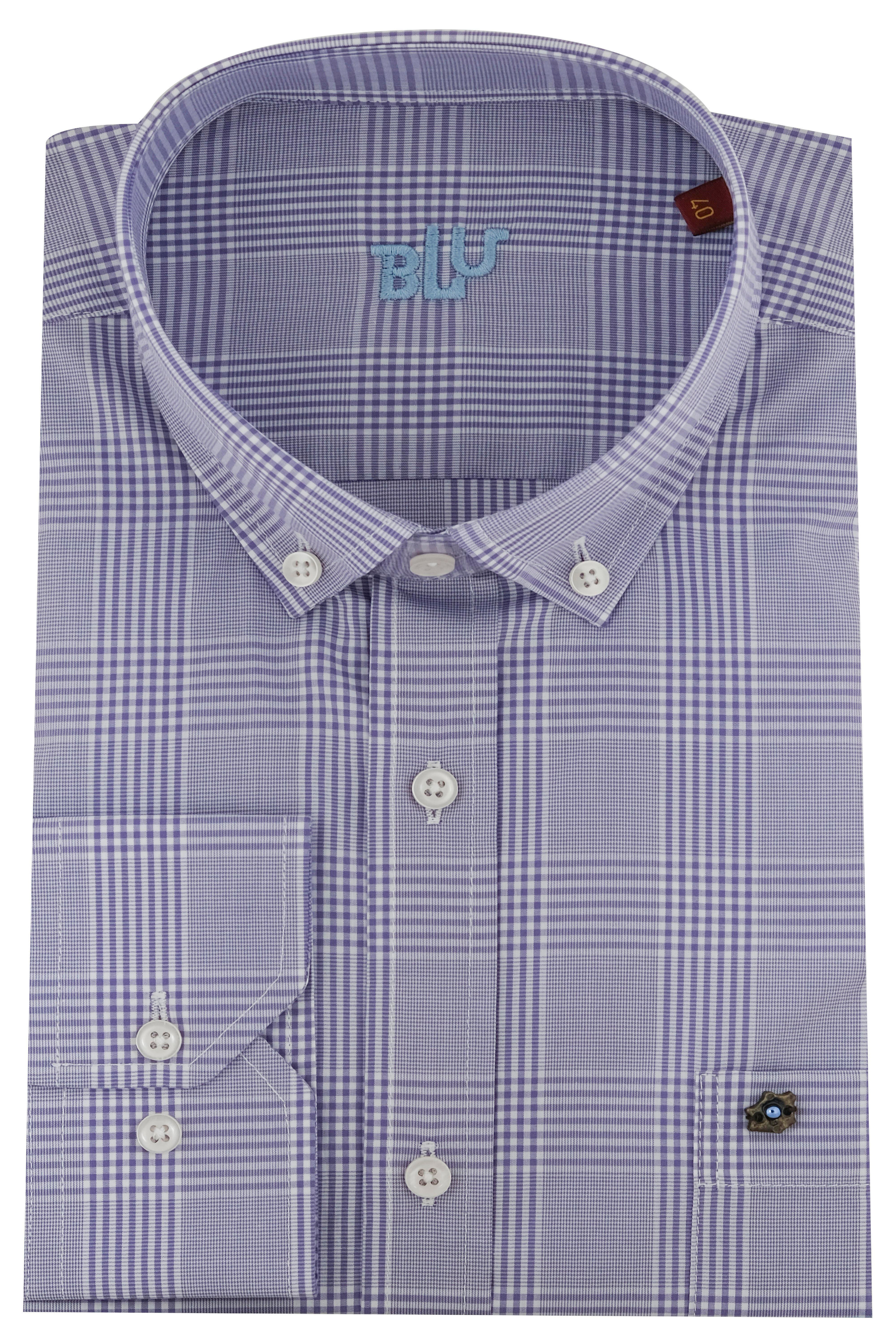 BLUGömlekBLU Üstten Düğmeli Yaka Klasik Gömlek