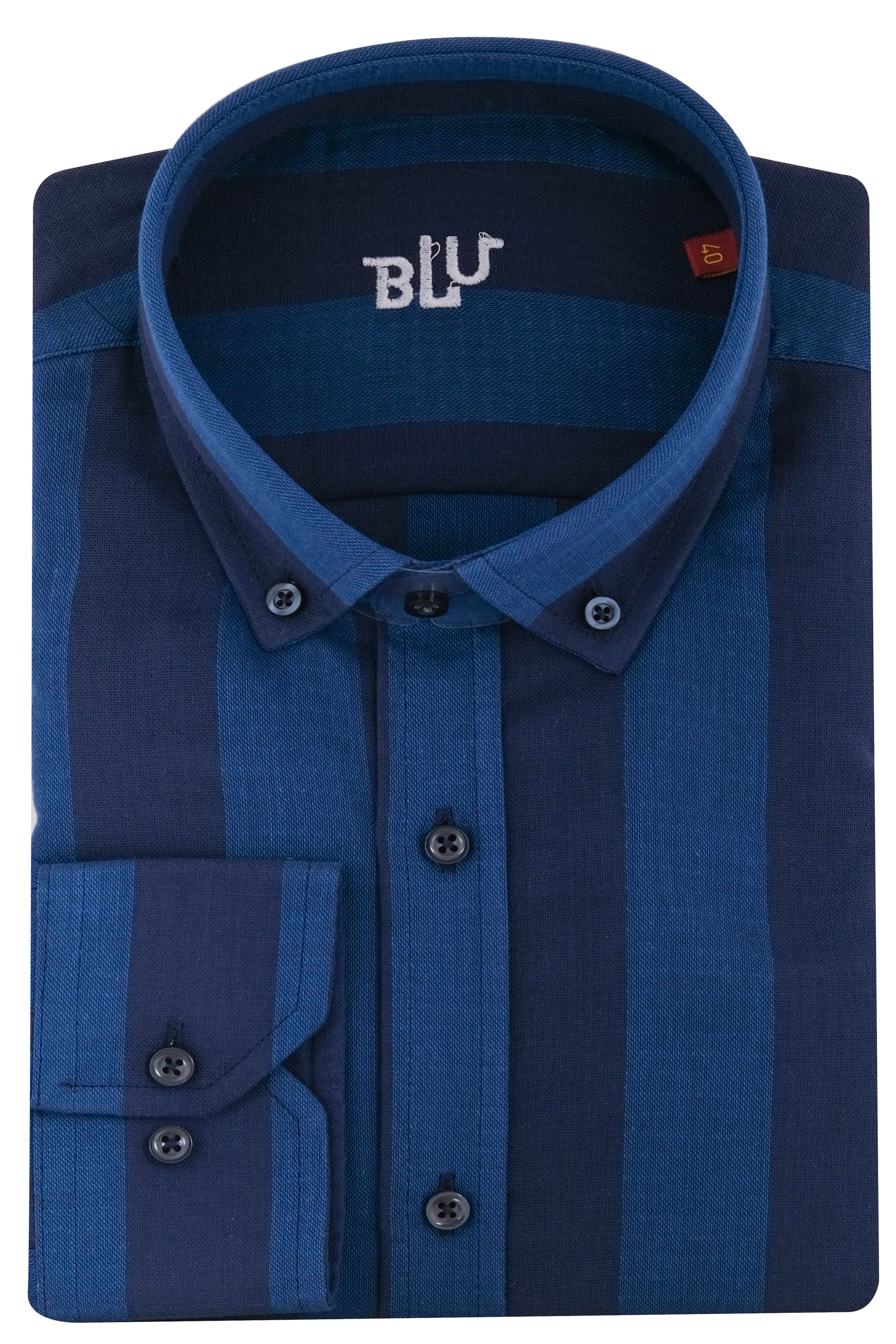 BLUGömlekBLU Üstten Düğmeli Yaka Klasik Gömlek