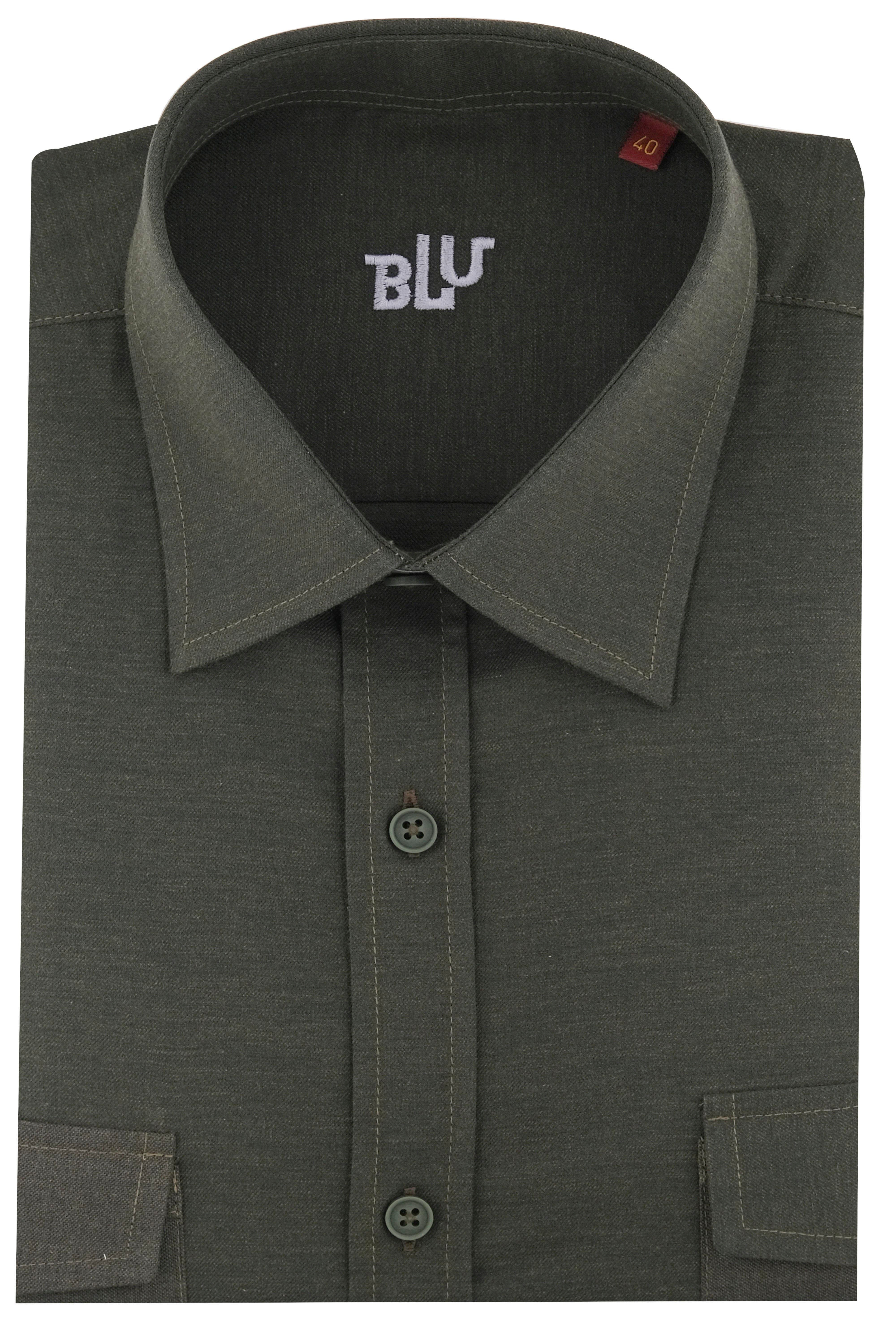 BLUGömlekBLU Yarım İtalyan Alttan Düğmeli Yaka Klasik Gömlek