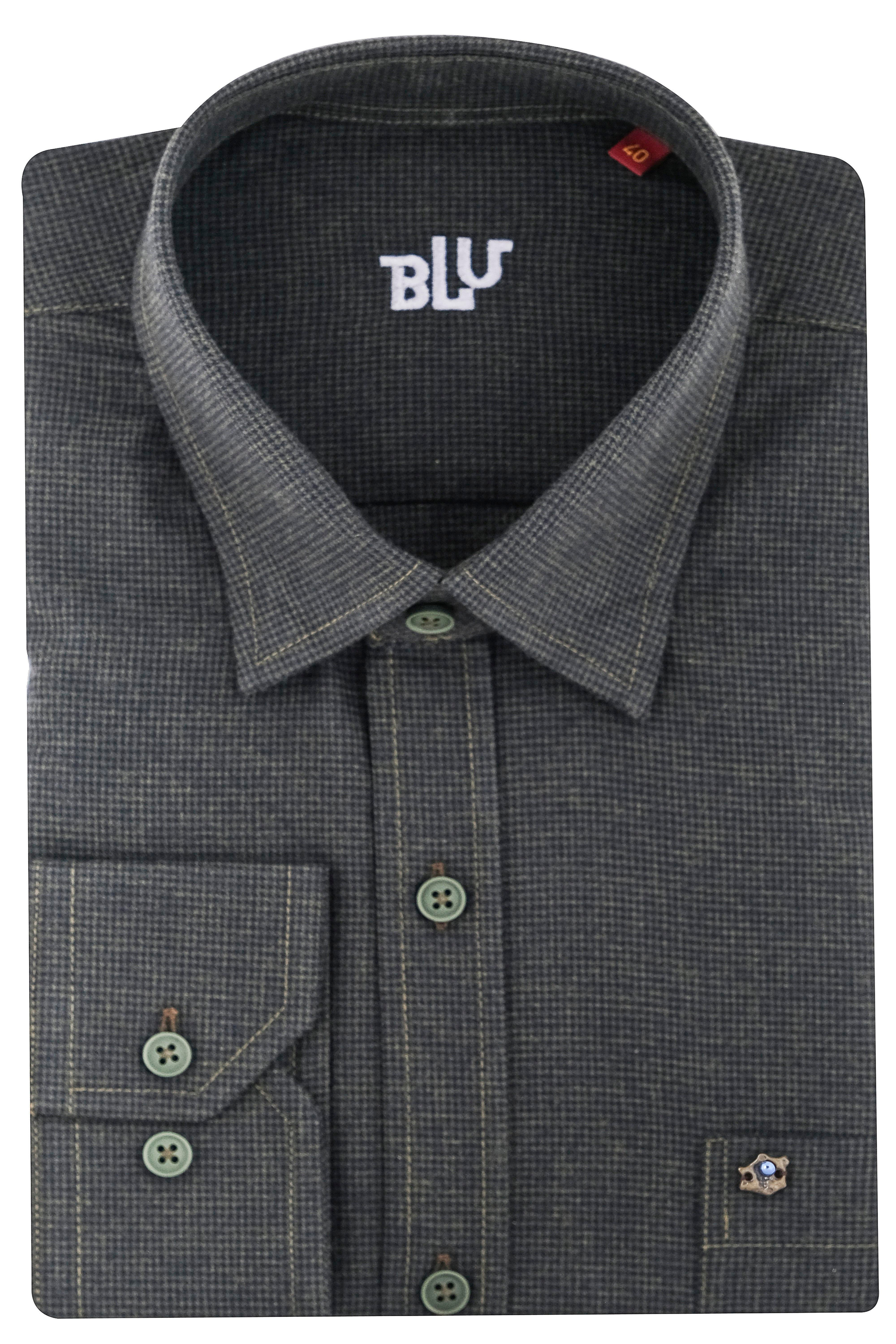 BLUGömlekBLU Yarım İtalyan Alttan Düğmeli Yaka Klasik Gömlek