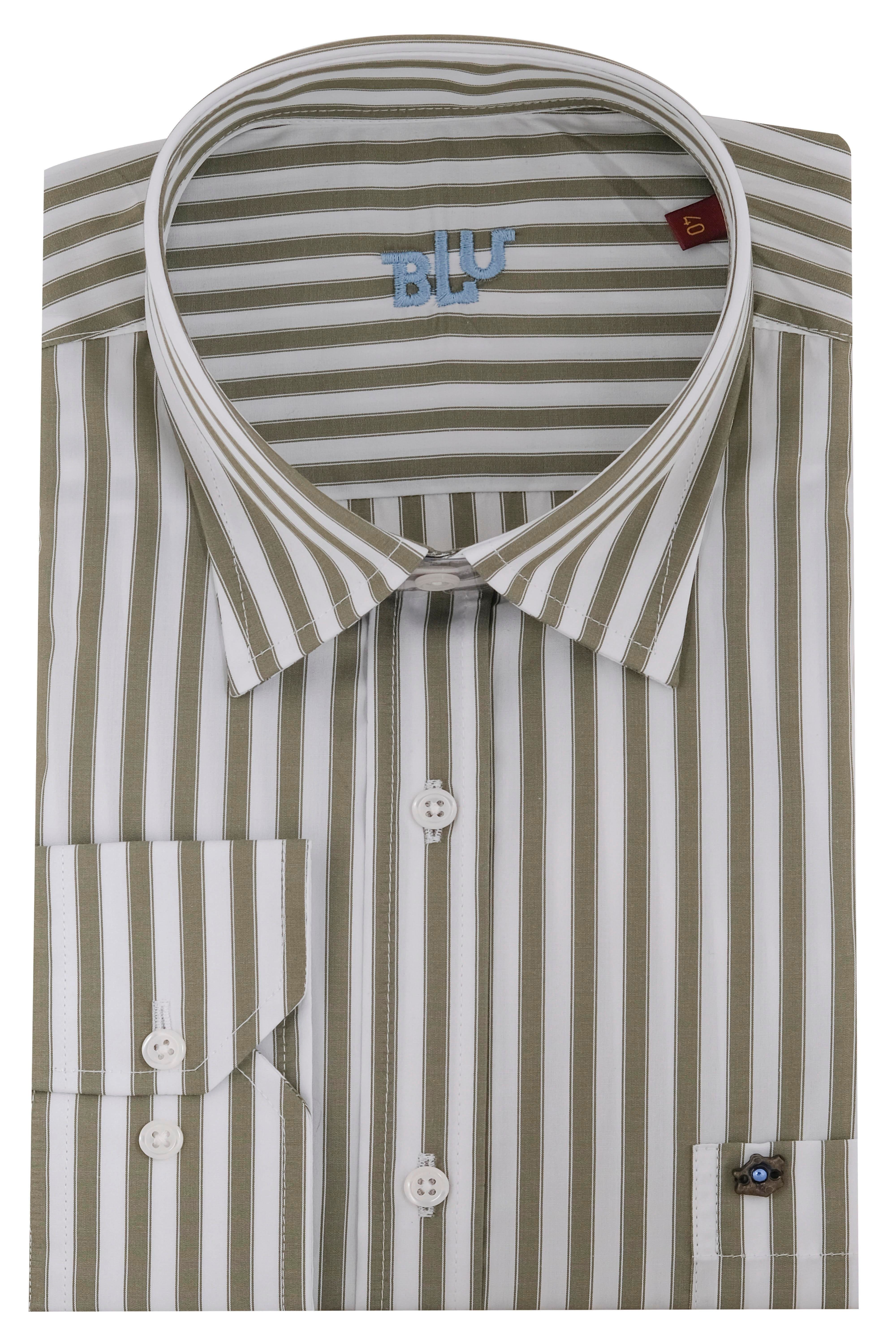 BLUGömlekBLU Yarım İtalyan Alttan Düğmeli Yaka Klasik Gömlek