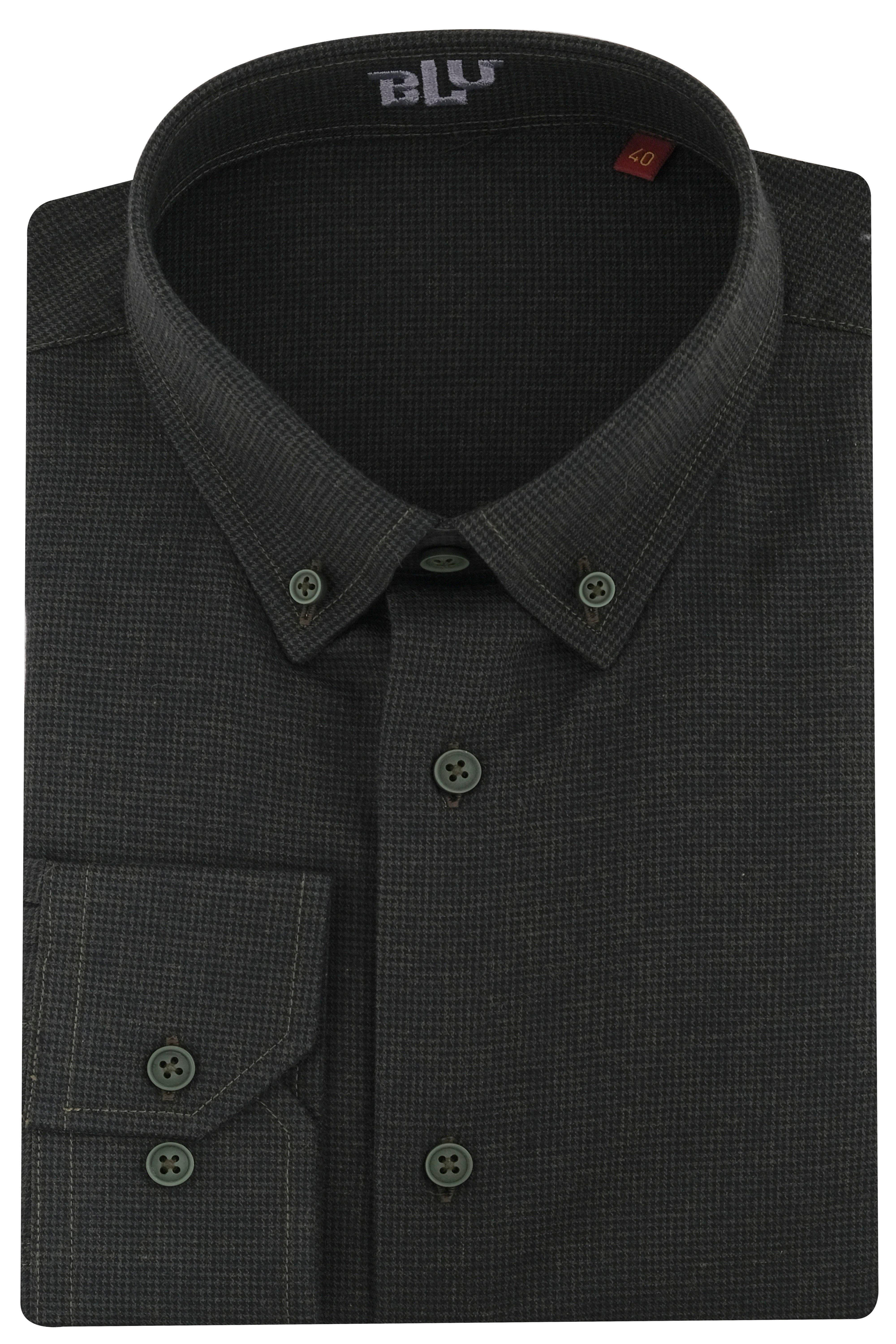 BLUGömlekBLU Yarım İtalyan Üstten Düğmeli Yaka Slim Fit Gömlek