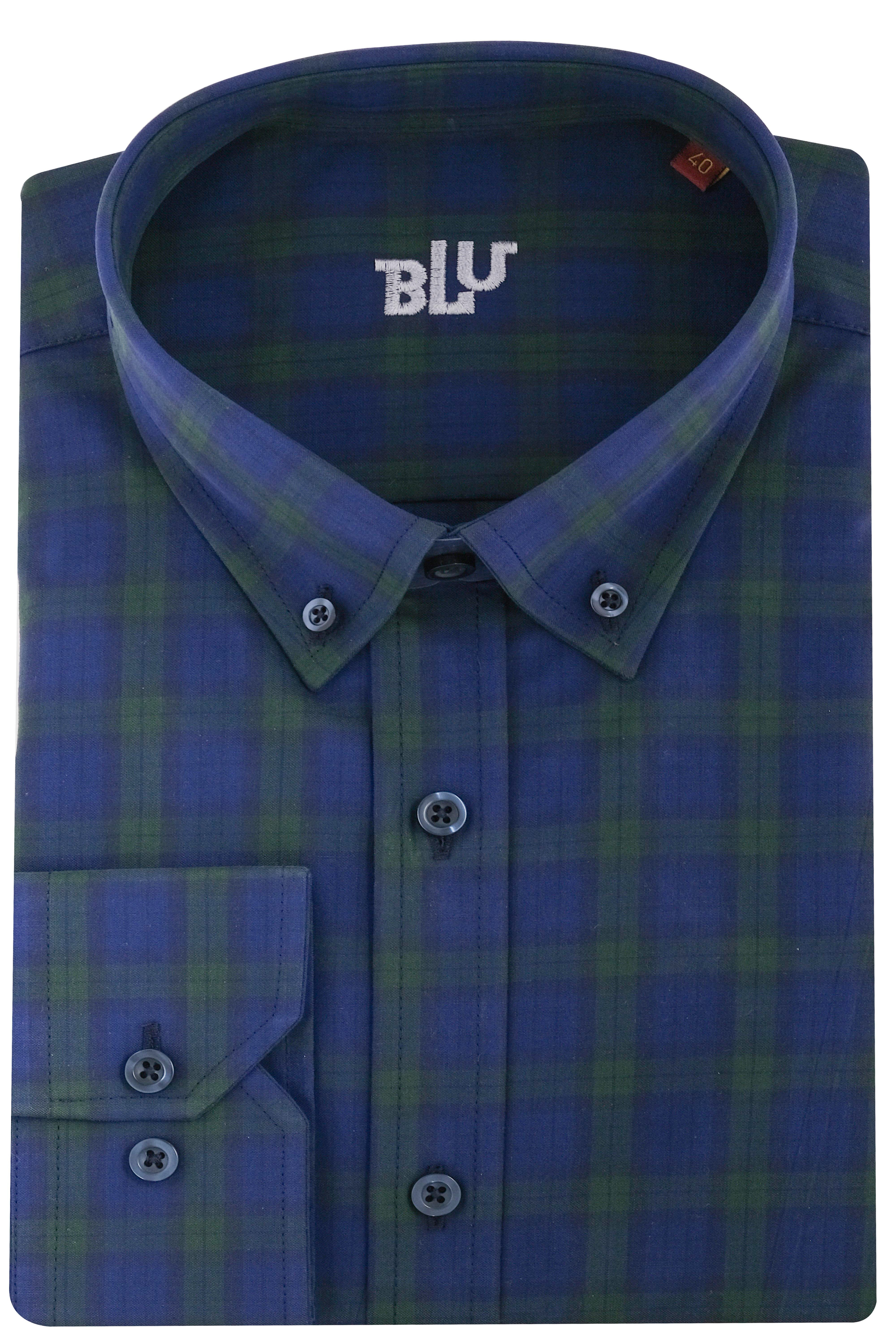 BLUGömlekBLU Yarım İtalyan Üstten Düğmeli Yaka Klasik Gömlek