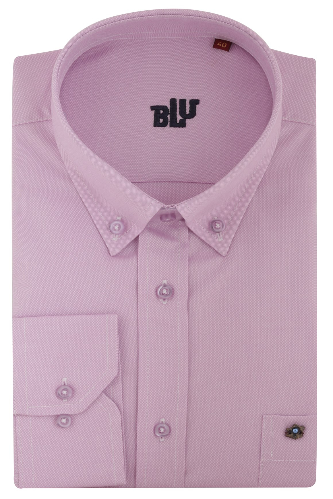 BLUGömlekBLU Yarım İtalyan Üstten Düğmeli Yaka Klasik Gömlek