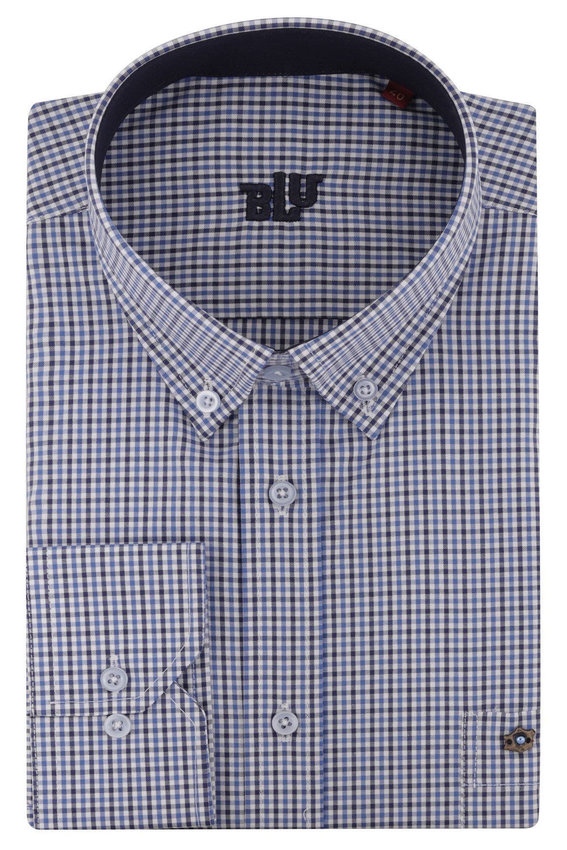 BLUGömlekBLU Yarım İtalyan Üstten Düğmeli Yaka Klasik Gömlek