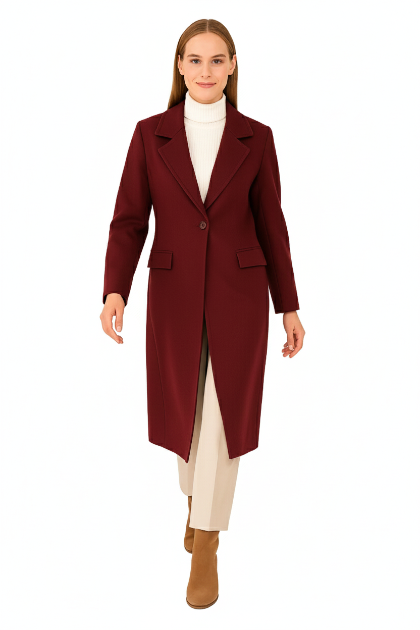 BLUMantoBLU Erkek Yaka Kapaklı Cep Tek Kapanış Manto