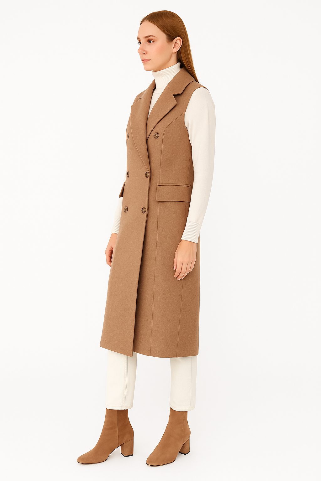 BLUMantoBLU Erkek Yaka Kruvaze Kolsuz Manto