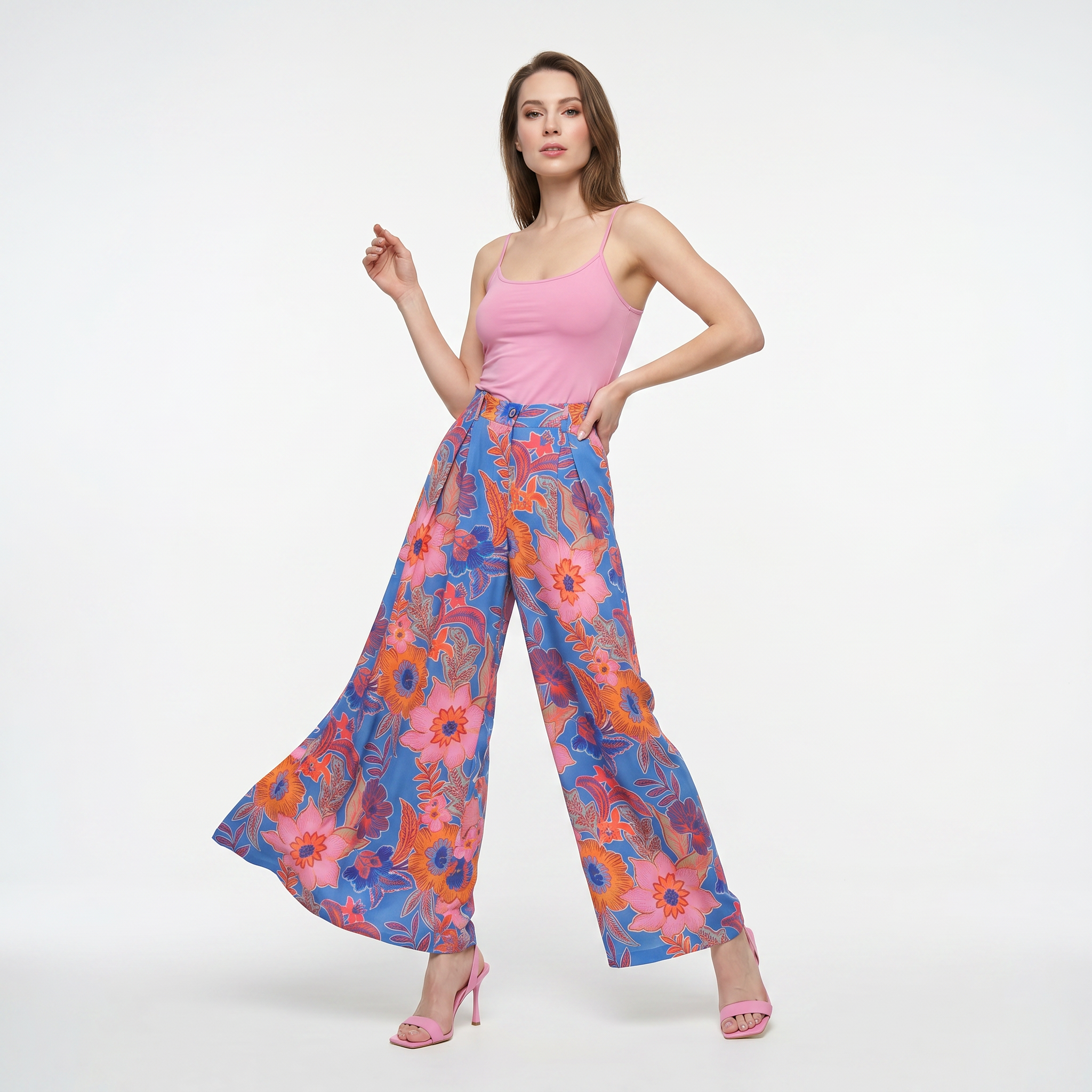 BLUPantolon / EtekBLU Ön Pilikaşe Cepli Geniş Paça Pantolon