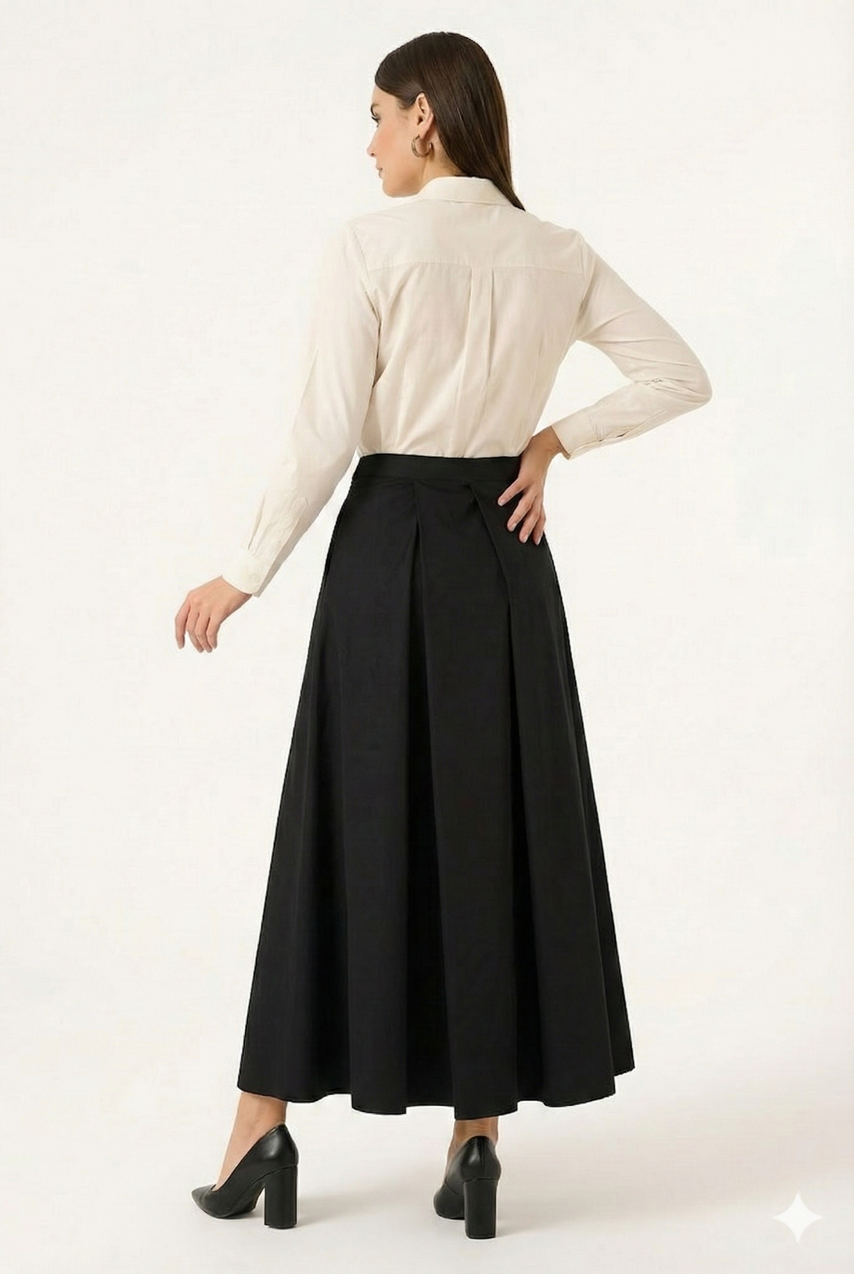 BLUPantolonBLU Yan Pileli Uzun Etek