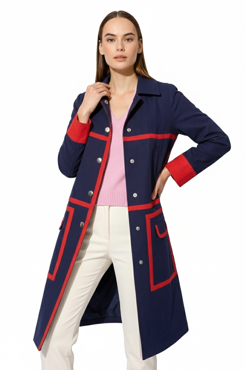 BLUPardösüBLU Ön Çıt Çıt Kapanış Biyeli Pardösü