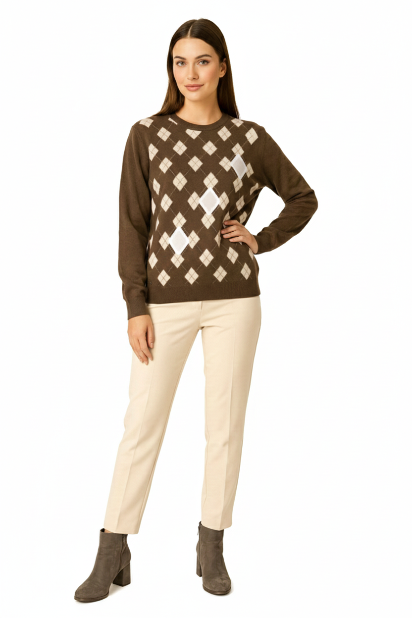 BLUTriko / HırkaBLU Baklava Desenli Sıfır Yaka Triko