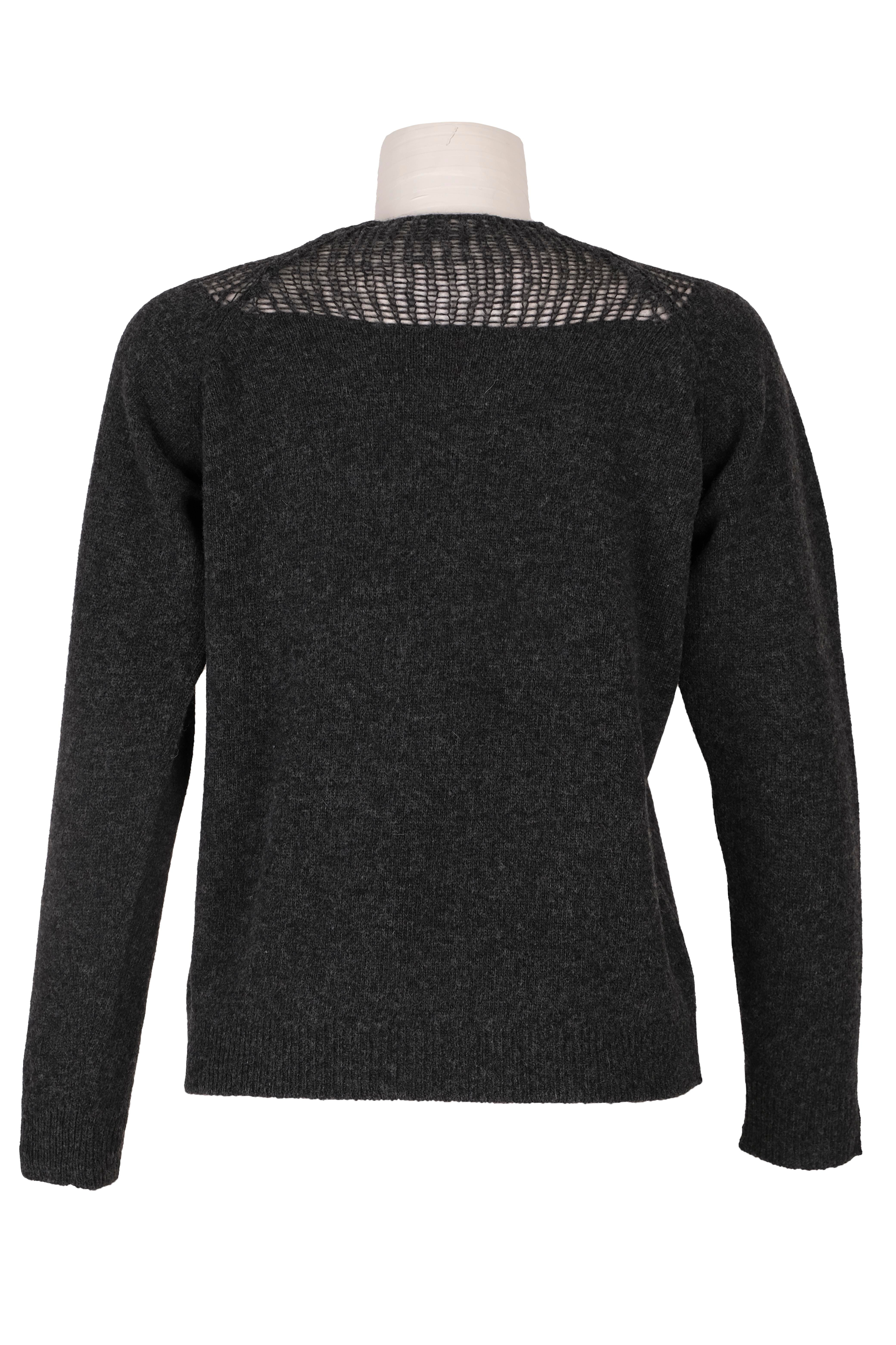 BLUTriko / HırkaBLU Kayık Yaka File Doku Kombinli Triko Bluz