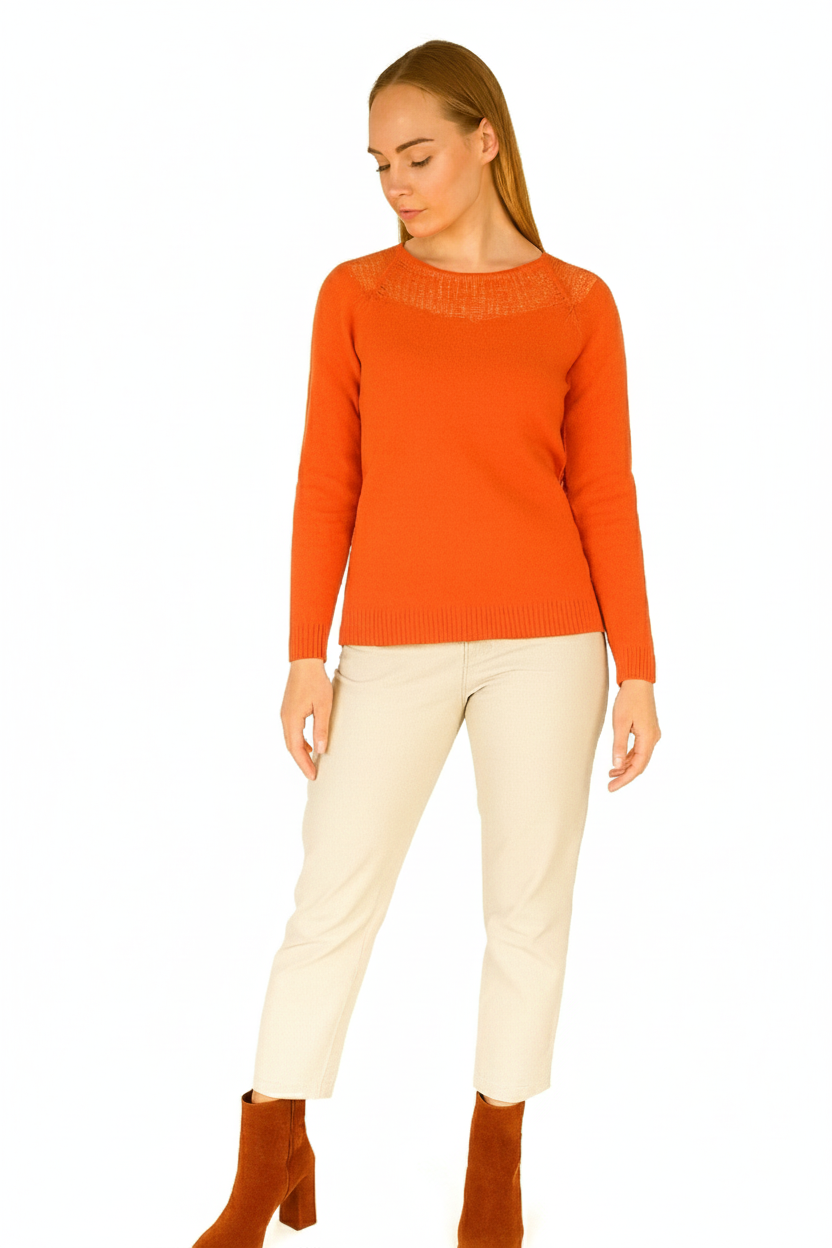 BLUTriko / HırkaBLU Kayık Yaka File Doku Kombinli Triko Bluz