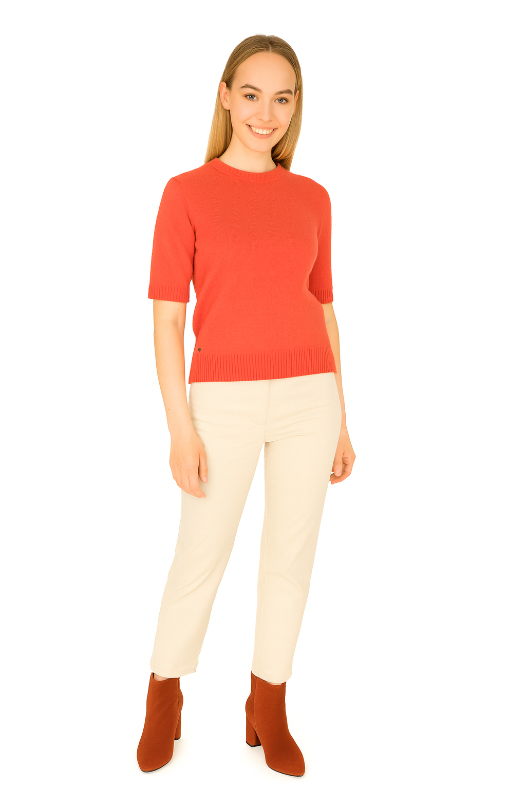 BLUTriko / HırkaBLU Sıfır Yaka Kısa Kol Triko Bluz