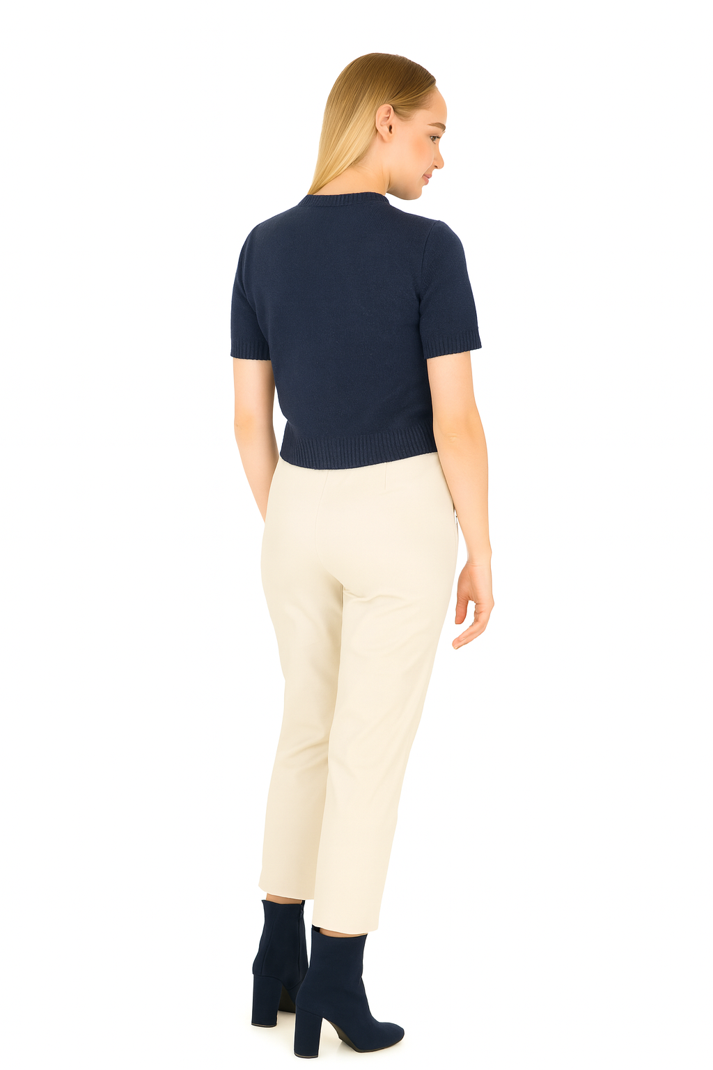 BLUTriko / HırkaBLU Sıfır Yaka Kısa Kol Triko Bluz