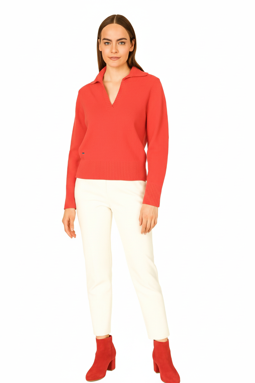 BLUTriko / HırkaBLU V-Polo Yaka Uzun Triko Bluz