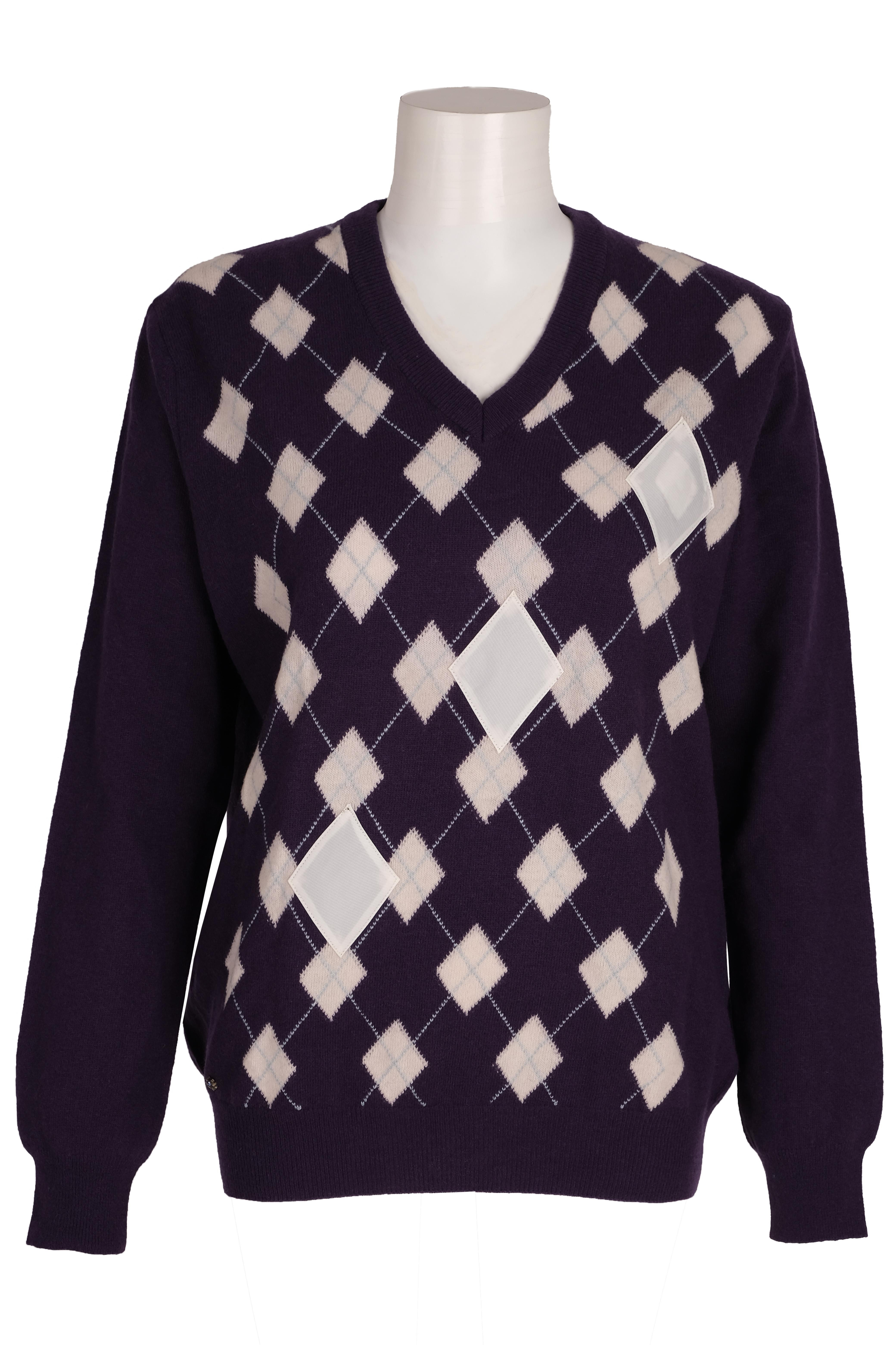 BLUTriko / HırkaBLU V Yaka Baklava Desenli Triko