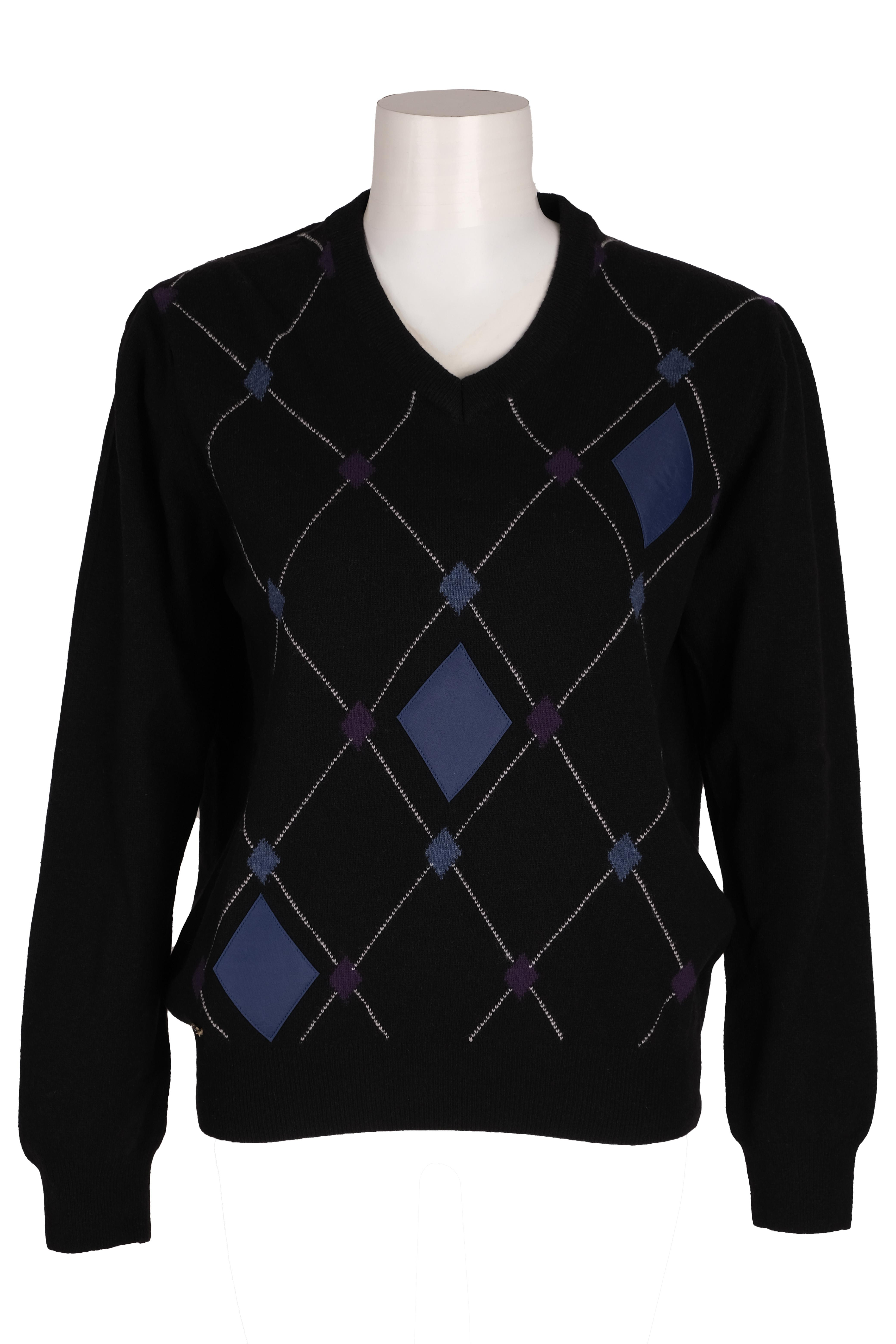 BLUTriko / HırkaBLU V Yaka Baklava Desenli Triko