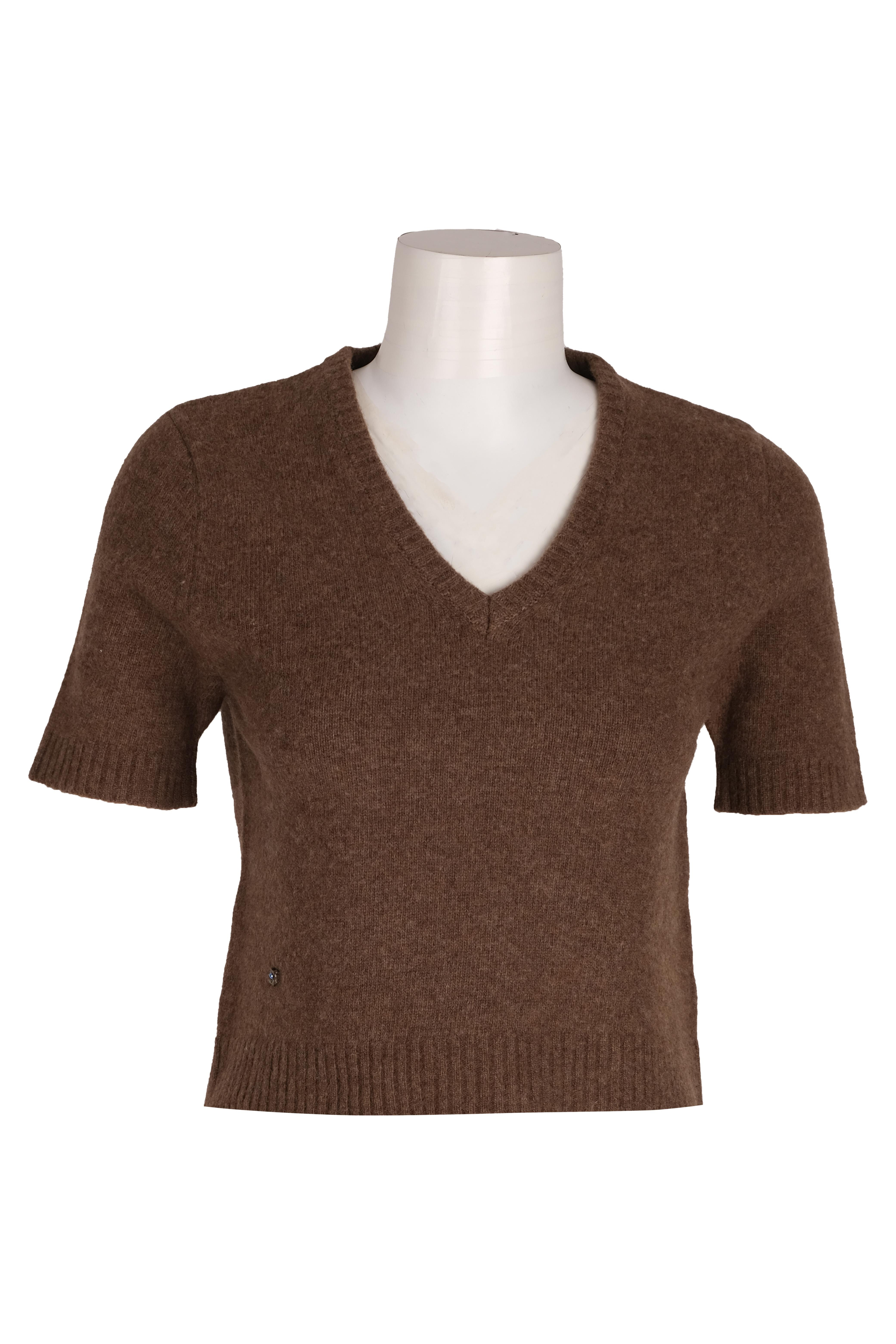 BLUTriko / HırkaBLU V Yaka Kısa Kol Kısa Triko Bluz