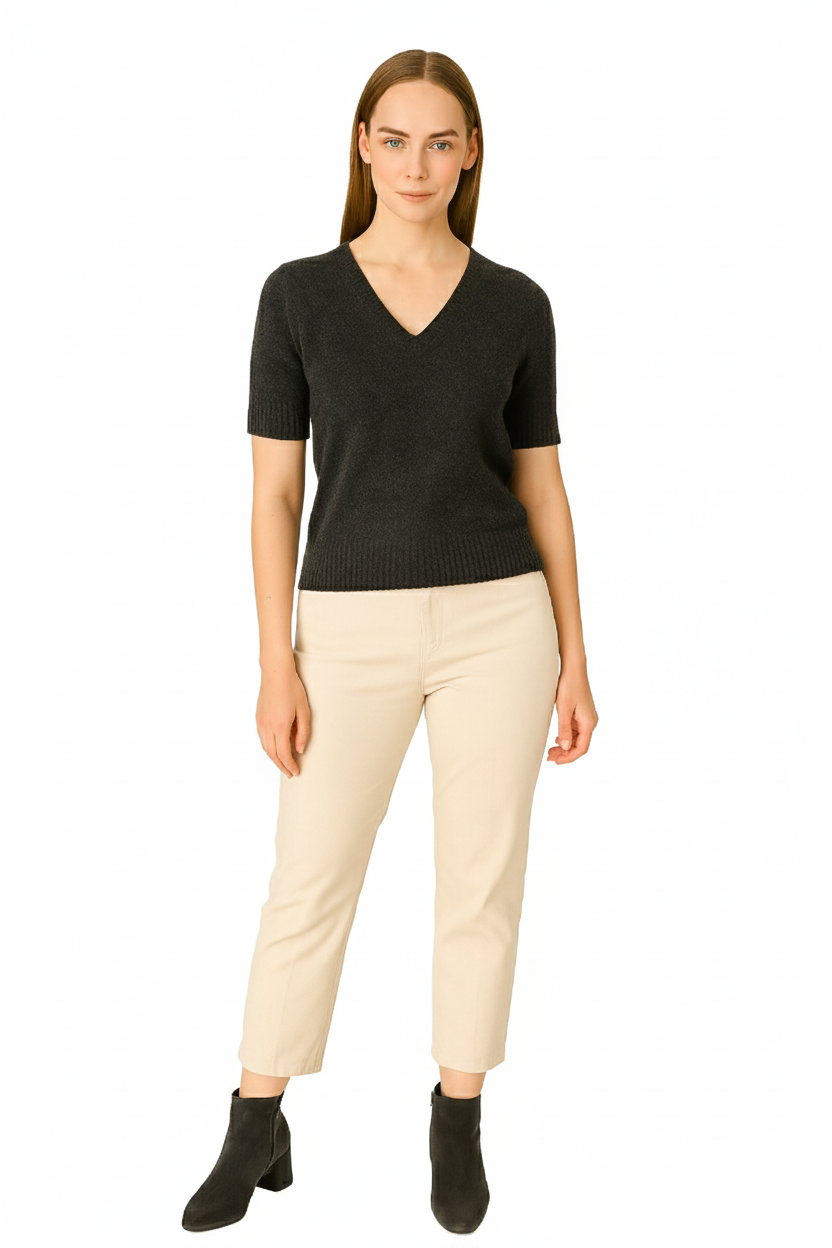 BLUTriko / HırkaBLU V Yaka Kısa Kol Kısa Triko Bluz