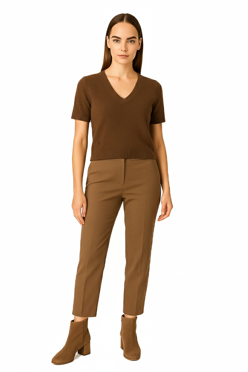 BLUTriko / HırkaBLU V Yaka Kısa Kol Kısa Triko Bluz