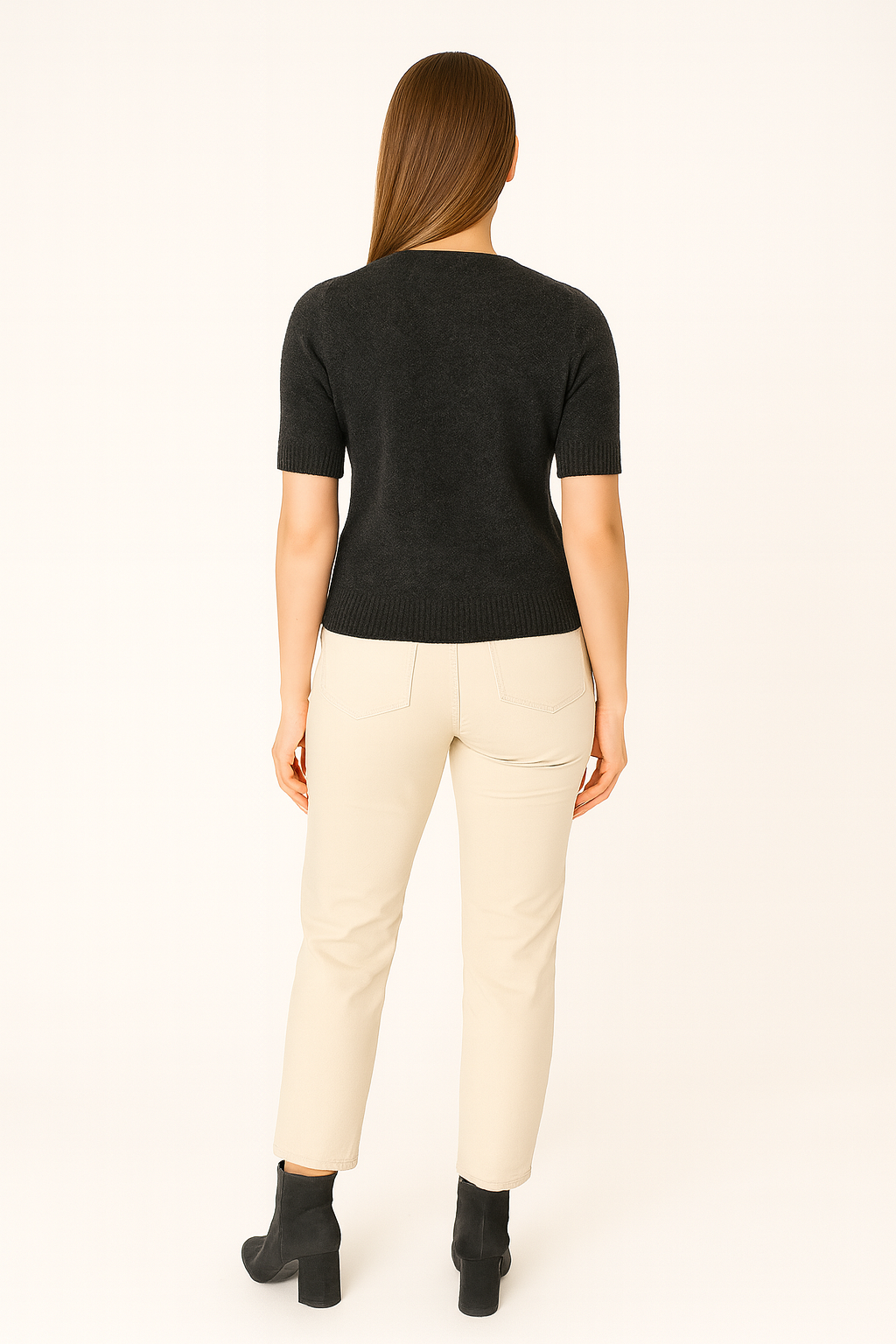 BLUTriko / HırkaBLU V Yaka Kısa Kol Kısa Triko Bluz