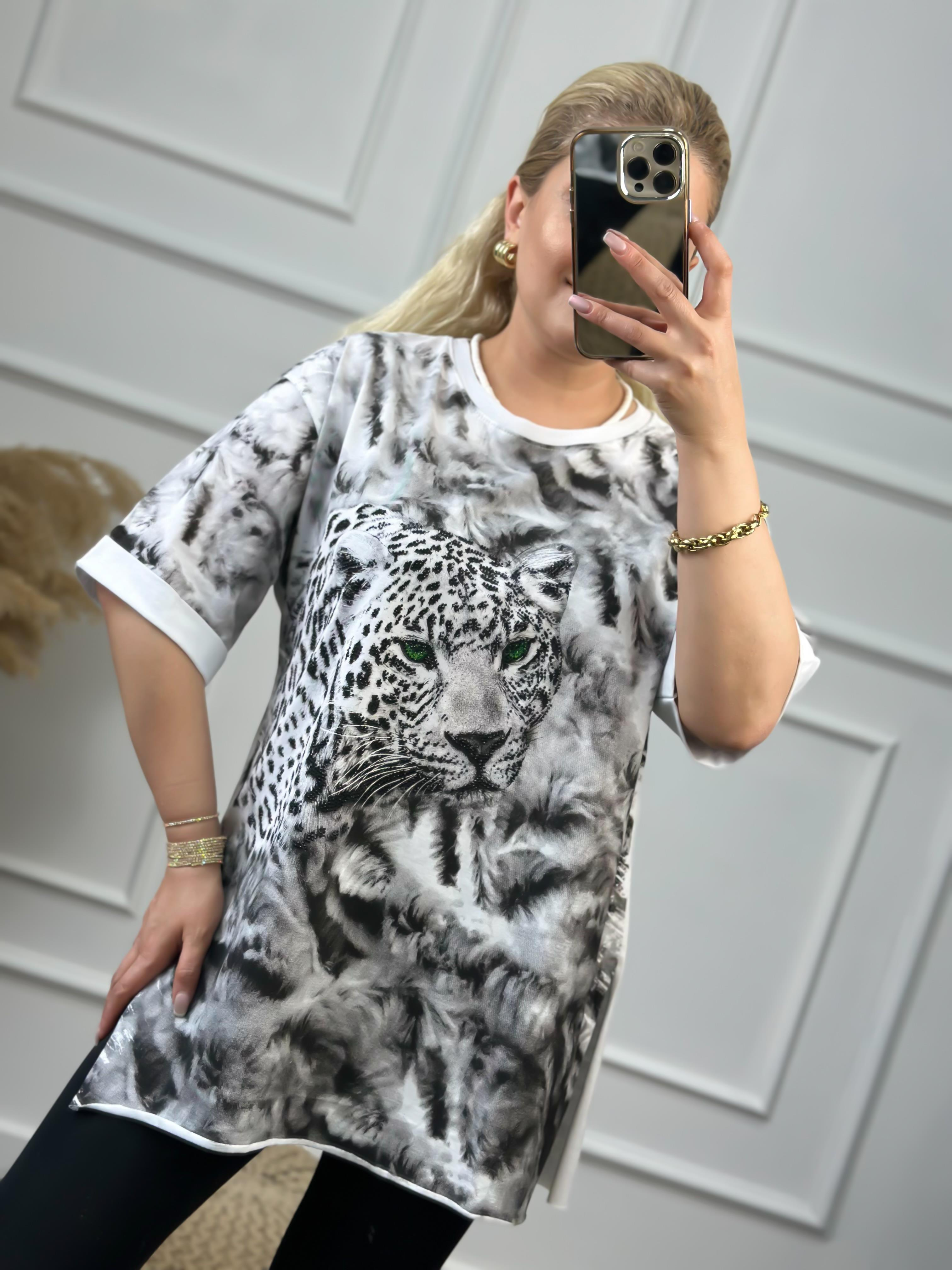 Aslan Baskılı Tshirt BEYAZ-23YUST000056