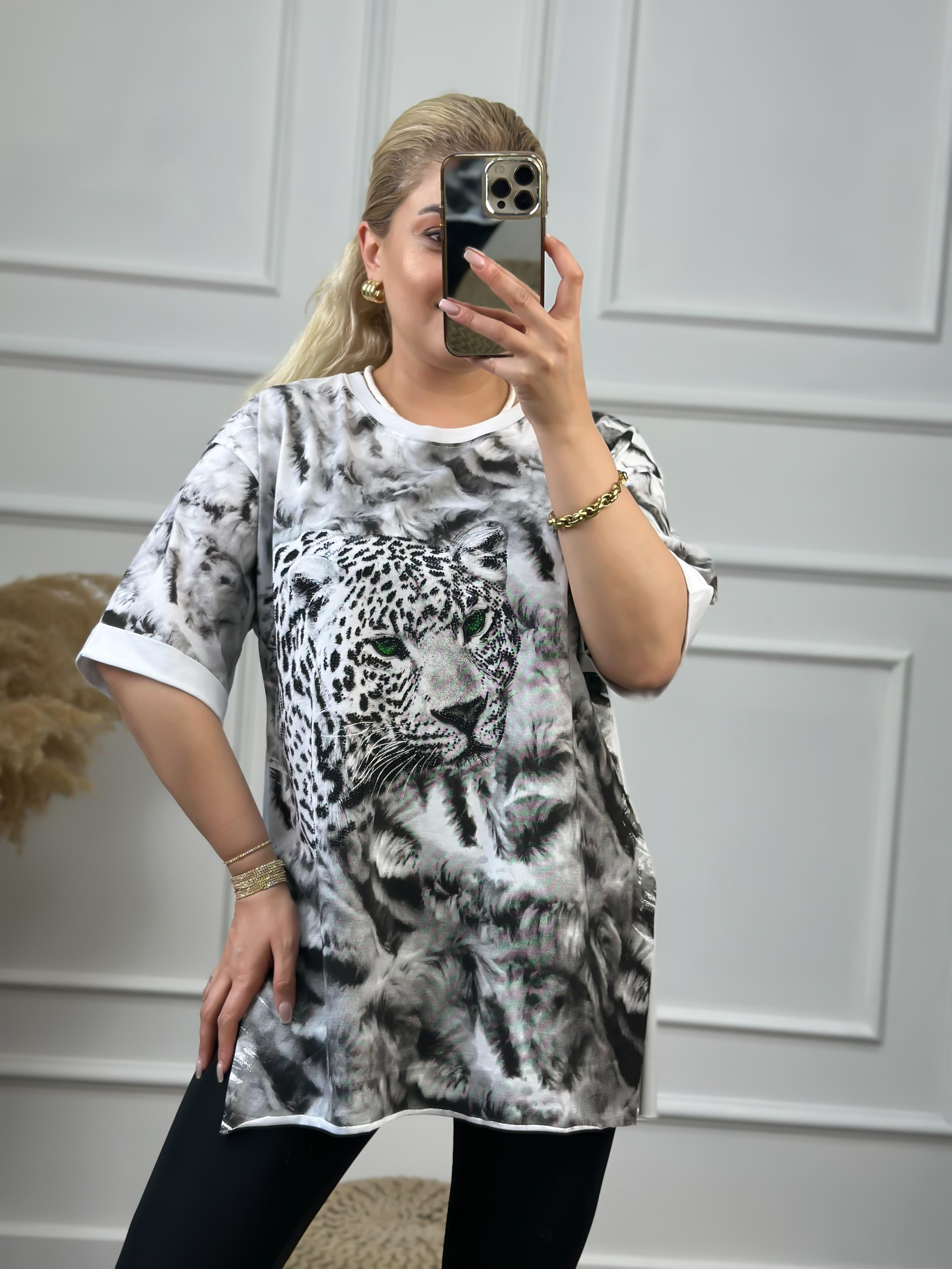 Aslan Baskılı Tshirt BEYAZ-23YUST000056