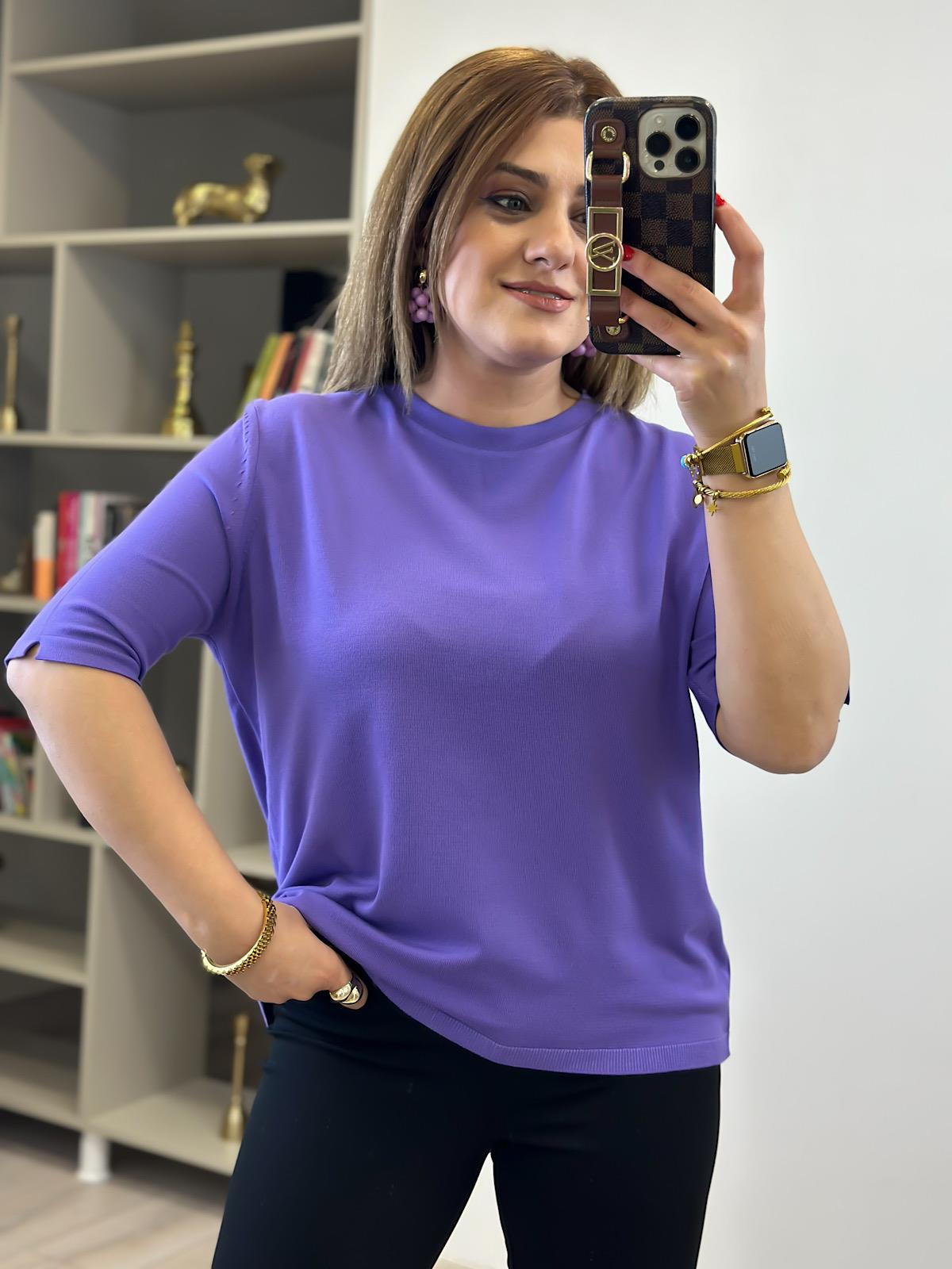 Basic Yaka Kısa Kollu Triko LİLA-23MeUST00102