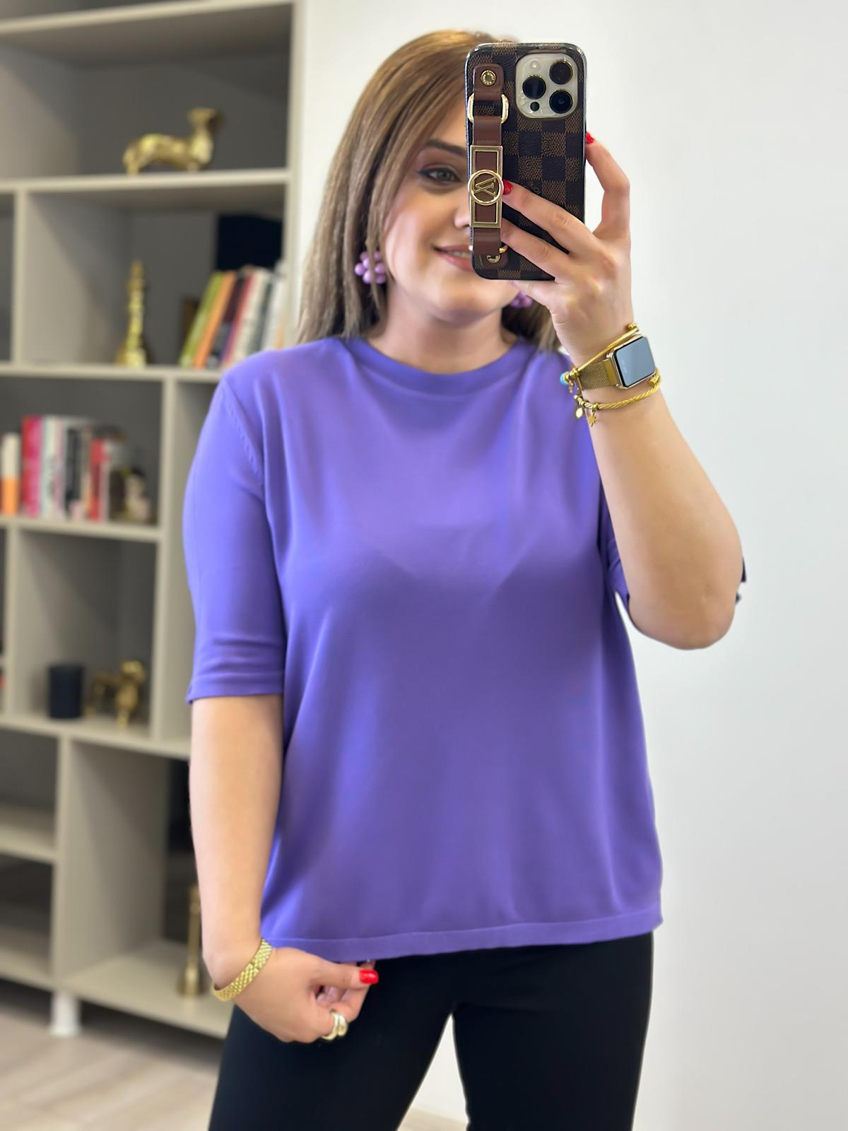 Basic Yaka Kısa Kollu Triko LİLA-23MeUST00102