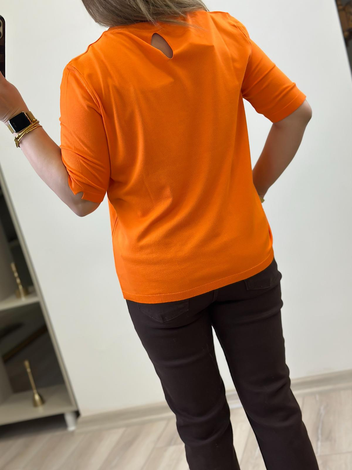 Basic Yaka Kısa Kollu Triko ORANJ-23MeUST00102