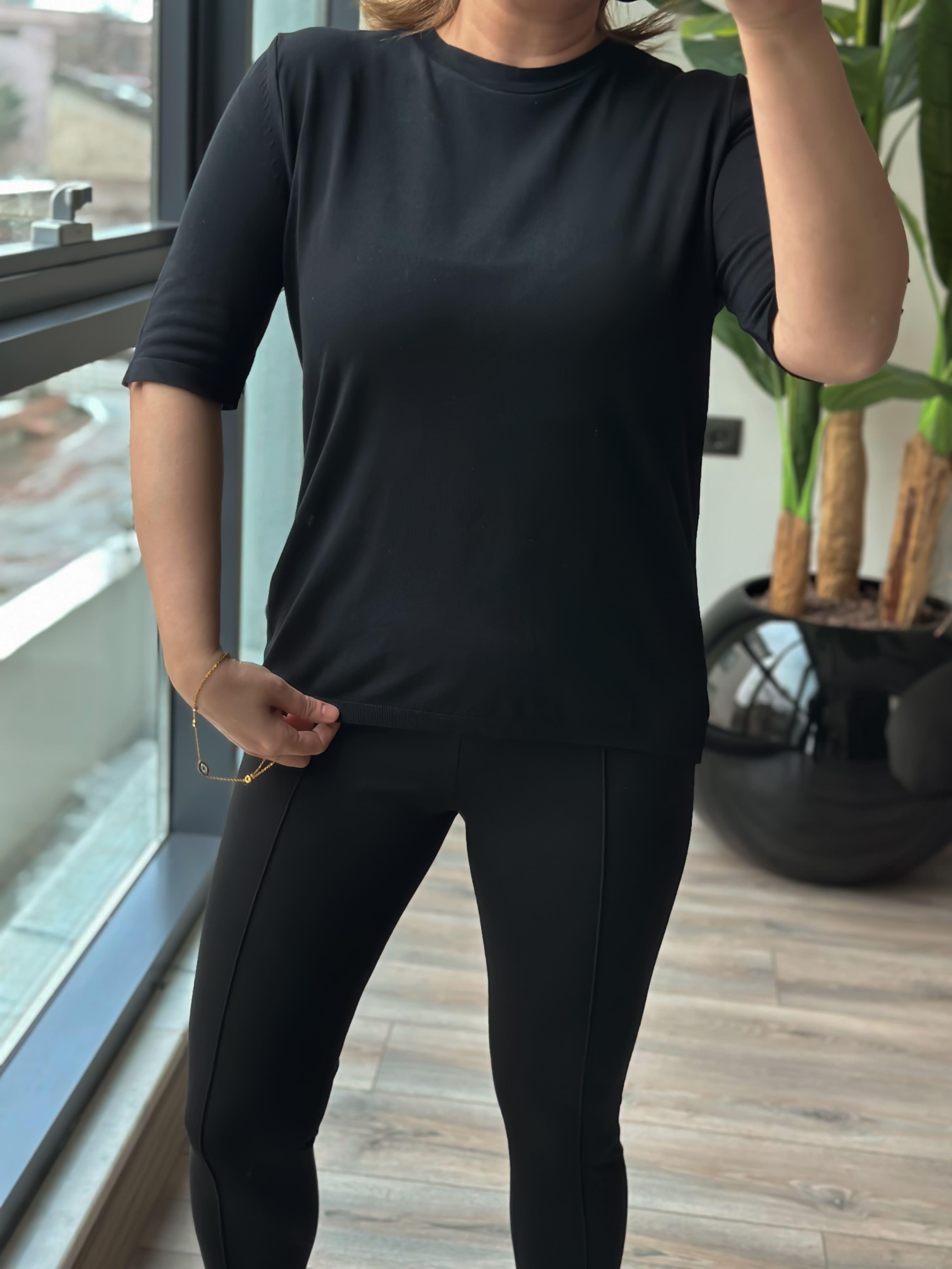 Basic Yaka Kısa Kollu Triko SİYAH-23MeUST00102